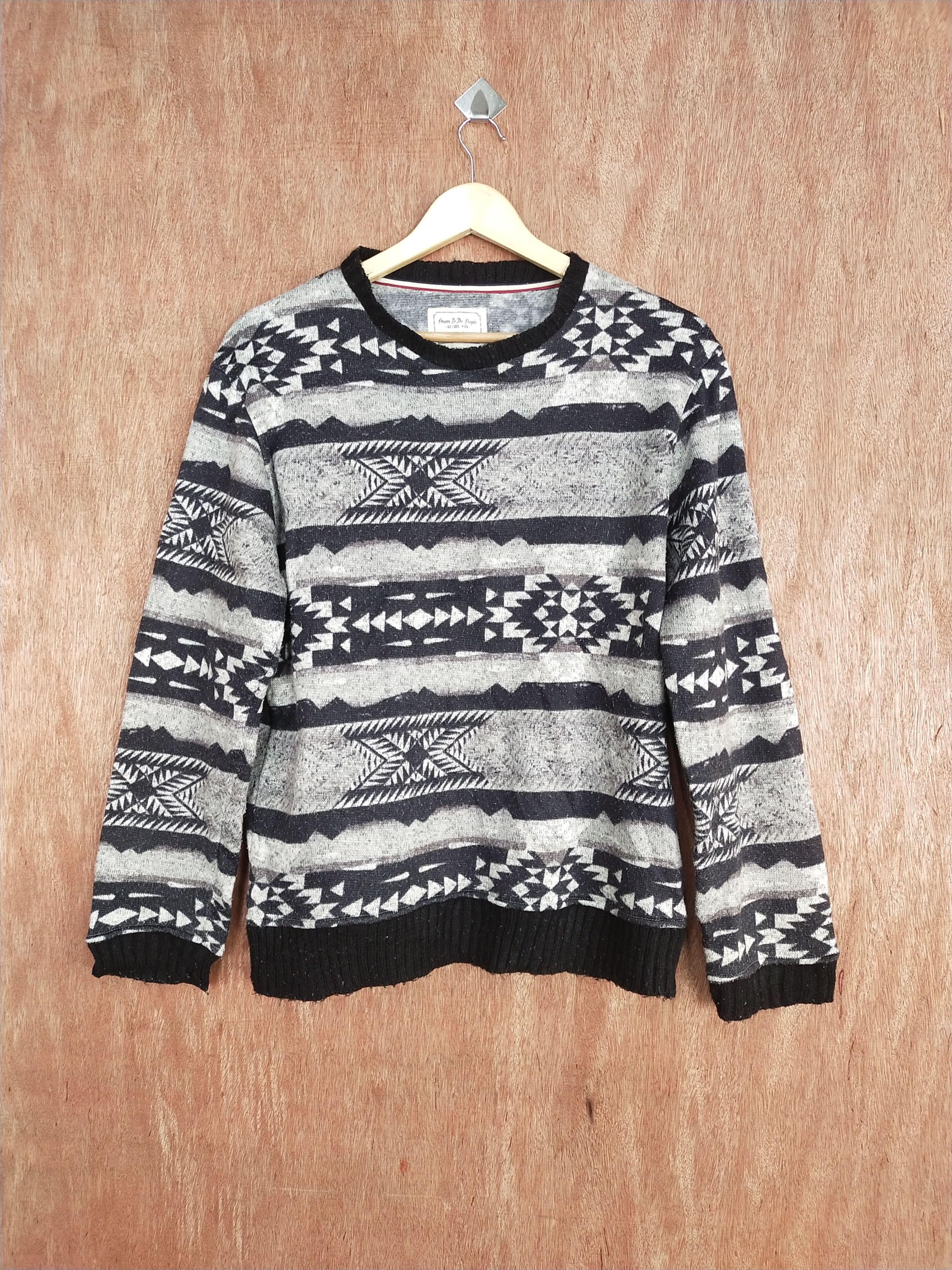 Vintage Power To The People gray navajo art stripe knitwear #S157 Size US M / EU 48-50 / 2 - 1 Thumbnail
