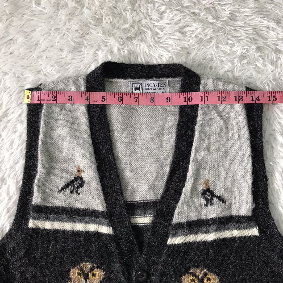 Art Comes First INCA-TEX 100% Alpaca Sleeveless Cardigan Nice Printed Size US M / EU 48-50 / 2 - 12 Thumbnail