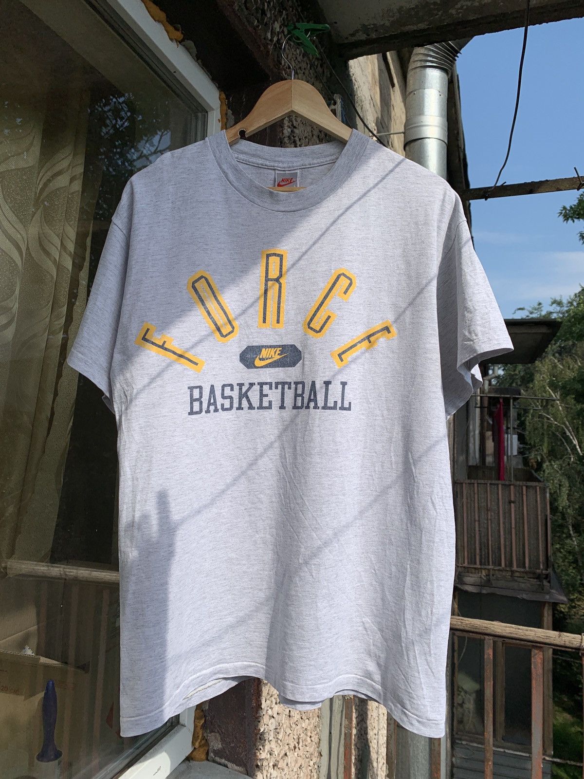 Pre-owned Made In Usa X Nike 80's Vintage Nike Force Basketball Single Stitch T-shirt In Grey