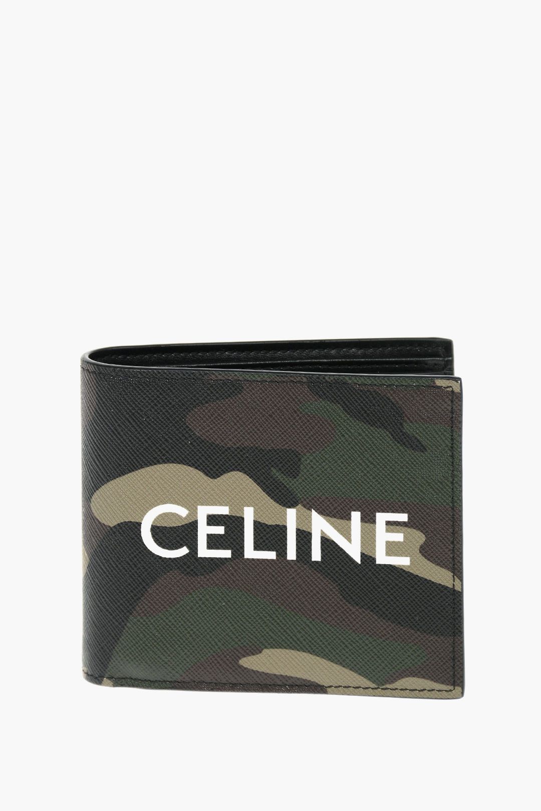 image of Celine Logo-Print Camouflage Leather Wallet, Men's