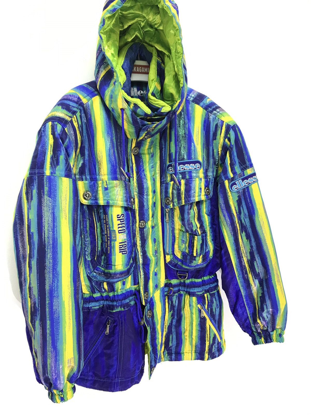 Ellesse Vtg Ellesse Hoodie Padding Jacket Multi Colour Striped Ski Size US L / EU 52-54 / 3 - 2 Thumbnail