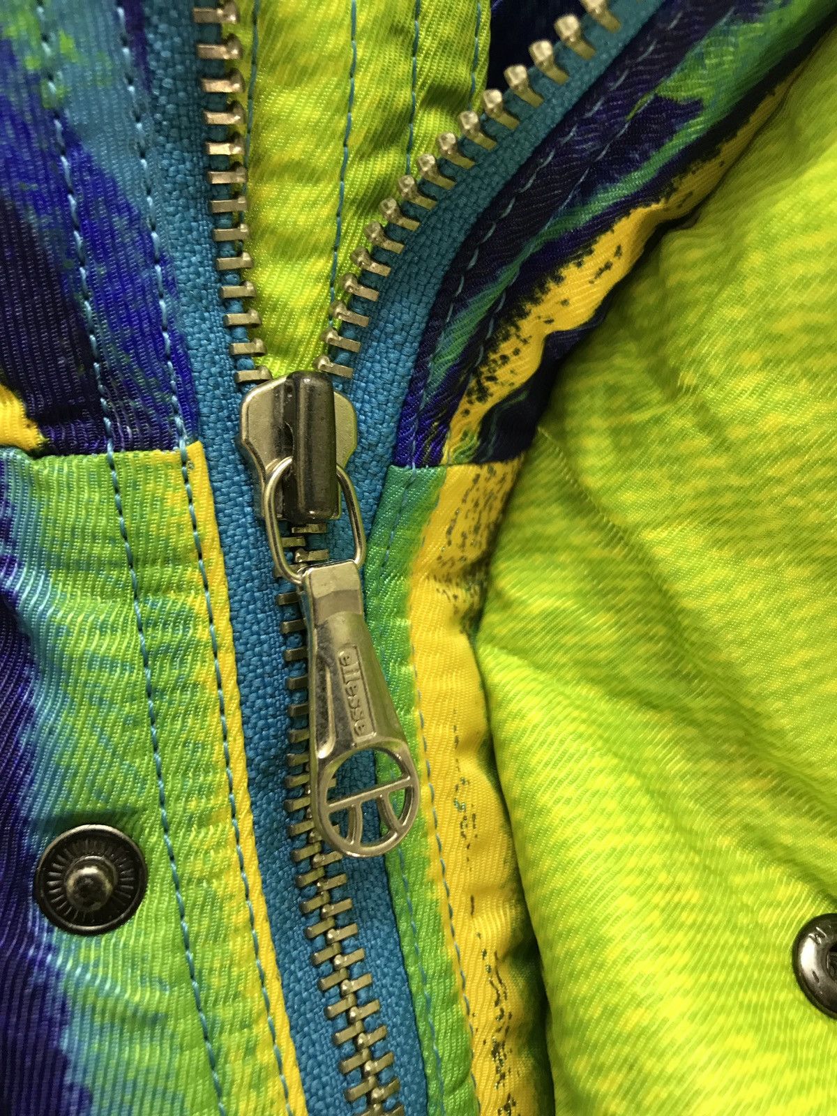 Vtg Ellesse Hoodie Padding Jacket Multi Colour Striped Ski