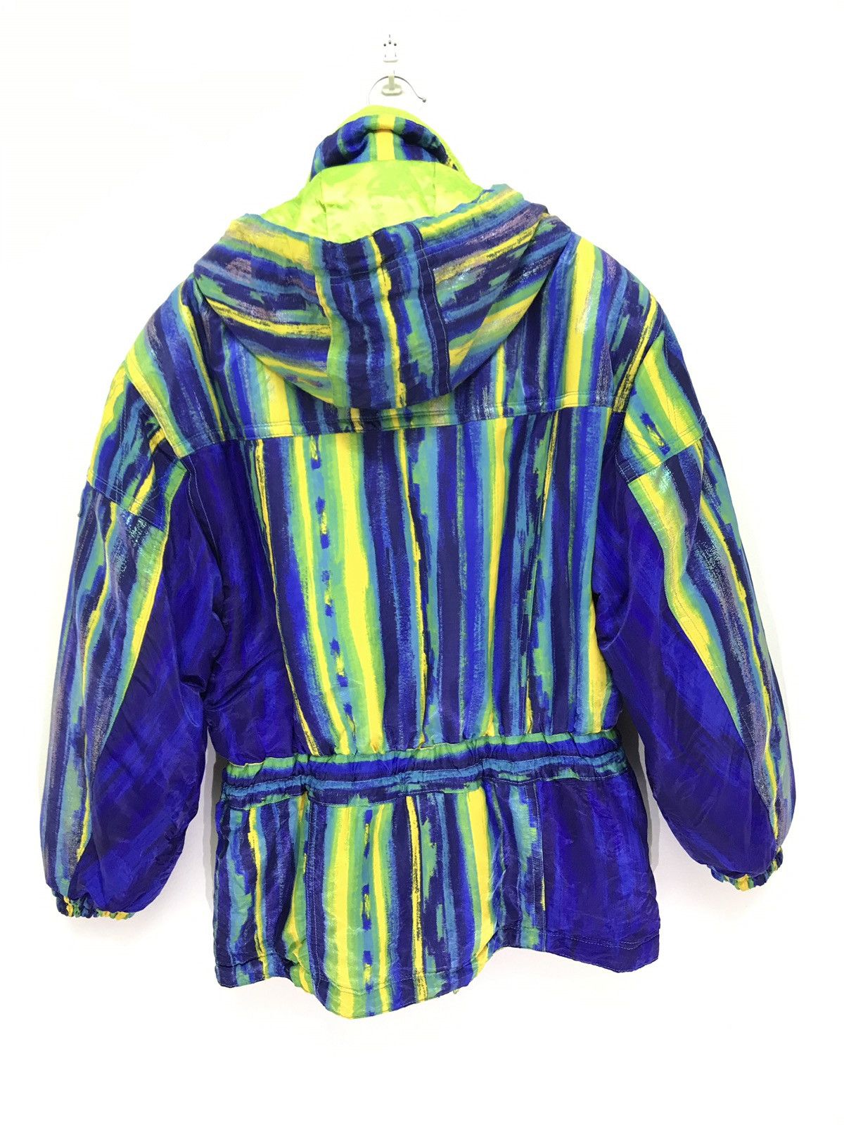 ellesse フーディージャケット Vtg Ellesse Hoodie Padding Jacket Multi Colour Striped Ski