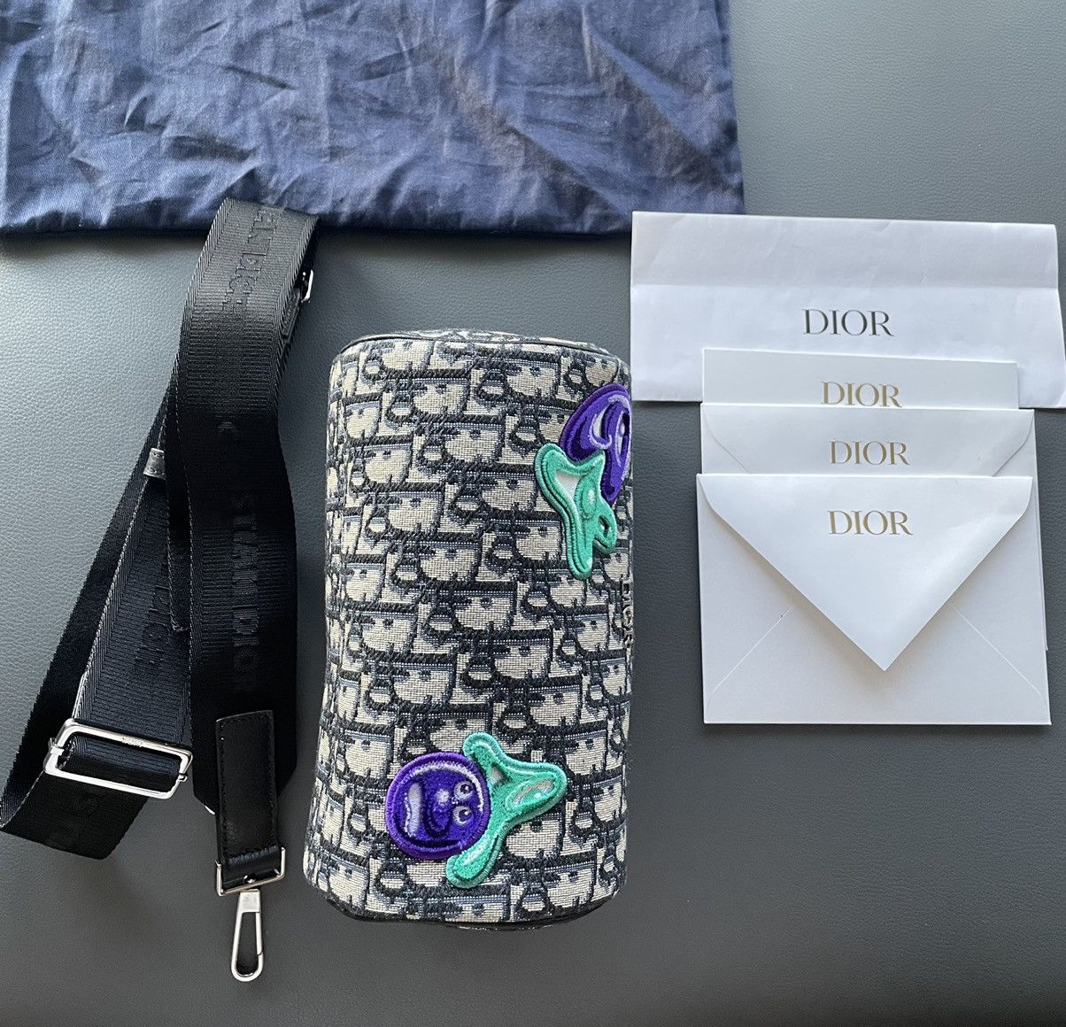 image of Super Runway Dior X Kenny Scharf Oblique Saddle Keepall Bag, Men's