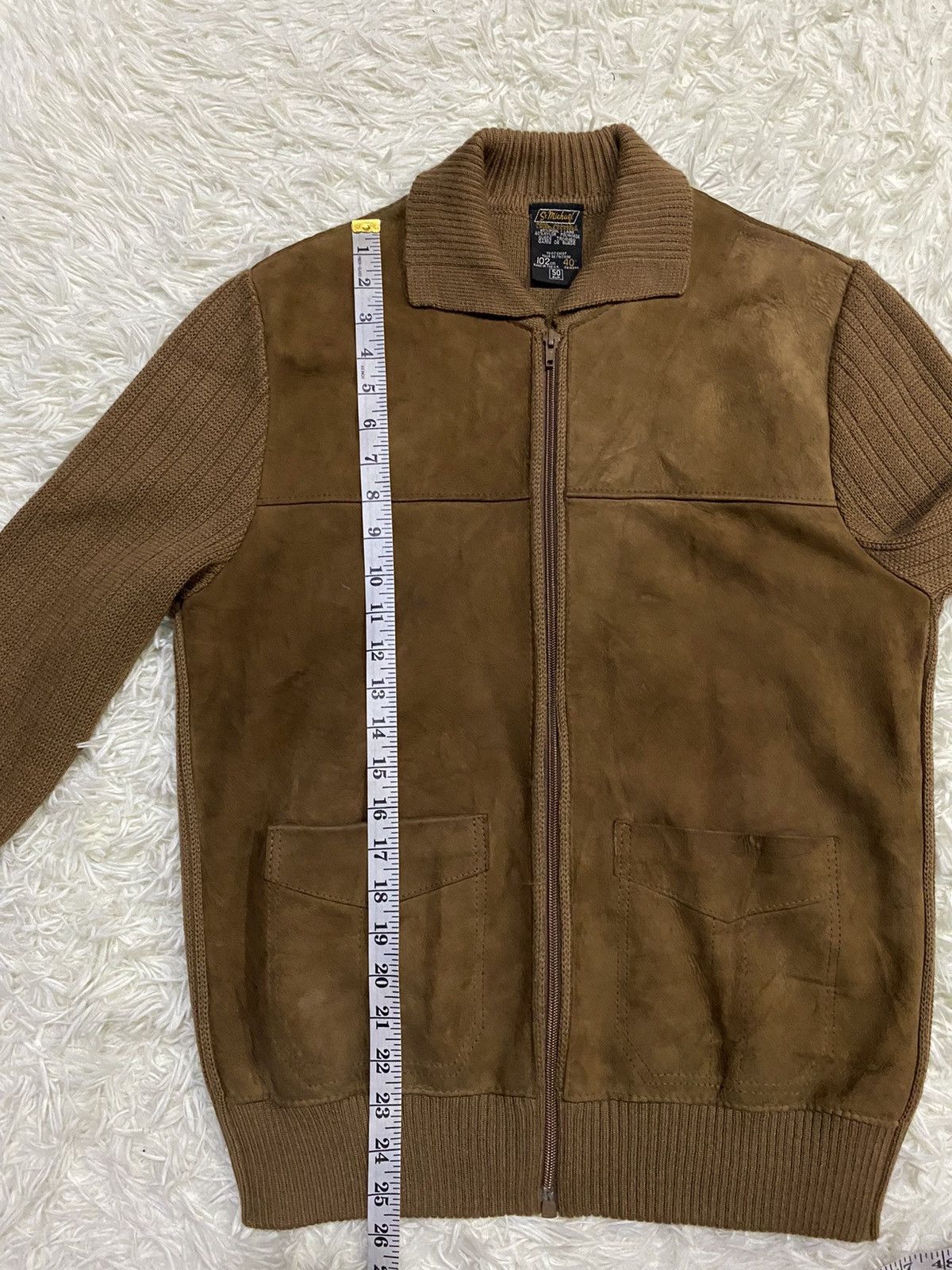 Saint Michael Vintage Saint Michael Wool Cable Knit Sweater Suede Trimmer Size US M / EU 48-50 / 2 - 19 Thumbnail