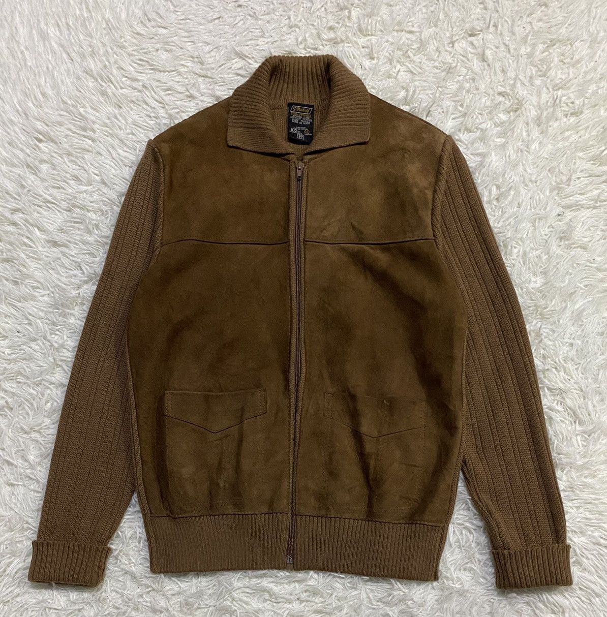 Saint Michael Vintage Saint Michael Wool Cable Knit Sweater Suede Trimmer Size US M / EU 48-50 / 2 - 1 Thumbnail