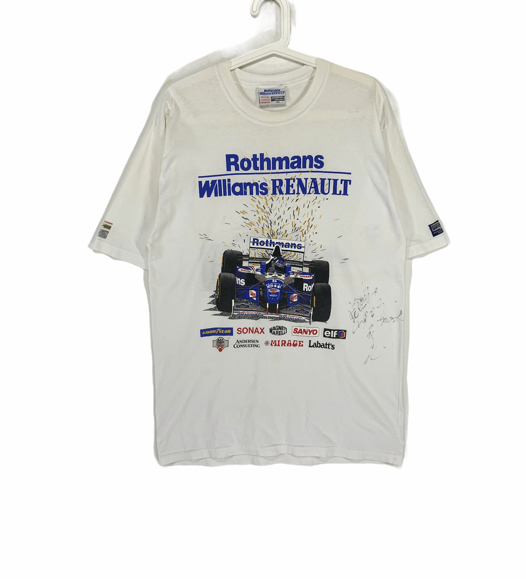 image of Formula Uno x Racing Rothmans Williams Renault F1 With Signature VTG 90's Shirt in White (Size Medi