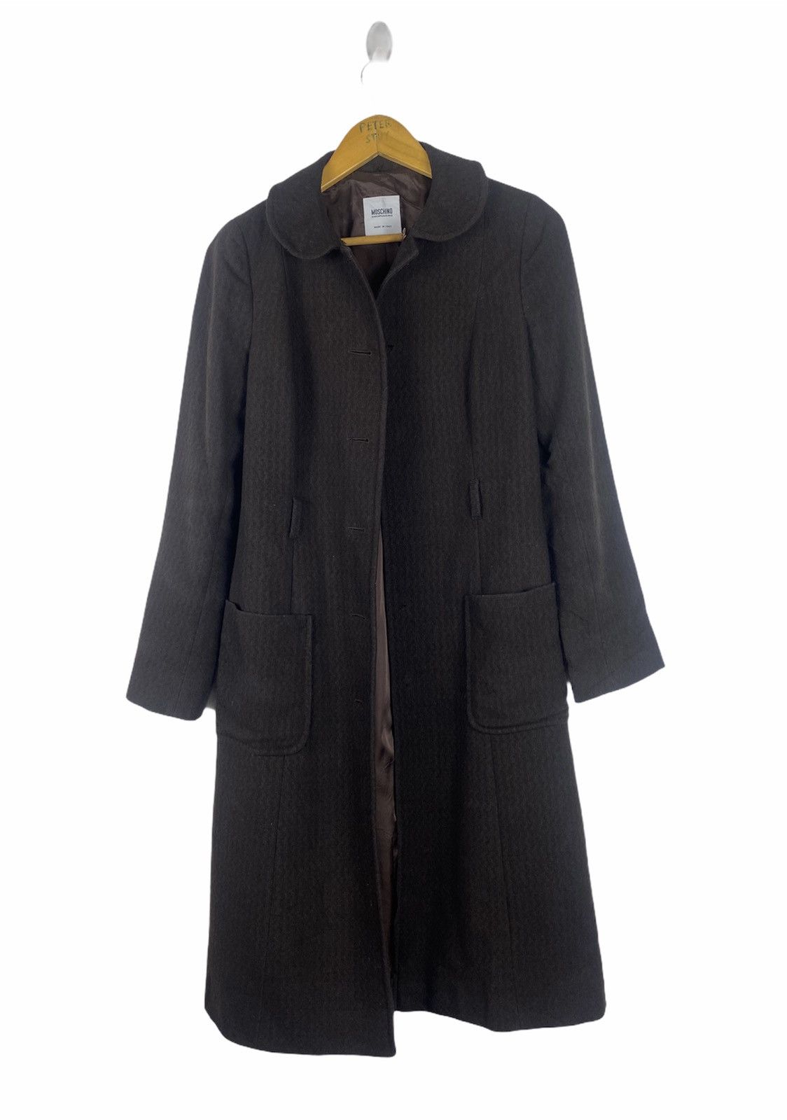 image of Moschino Cheapandchic Made In Italy Long Coat in Dark Brown, Men's (Size Small)