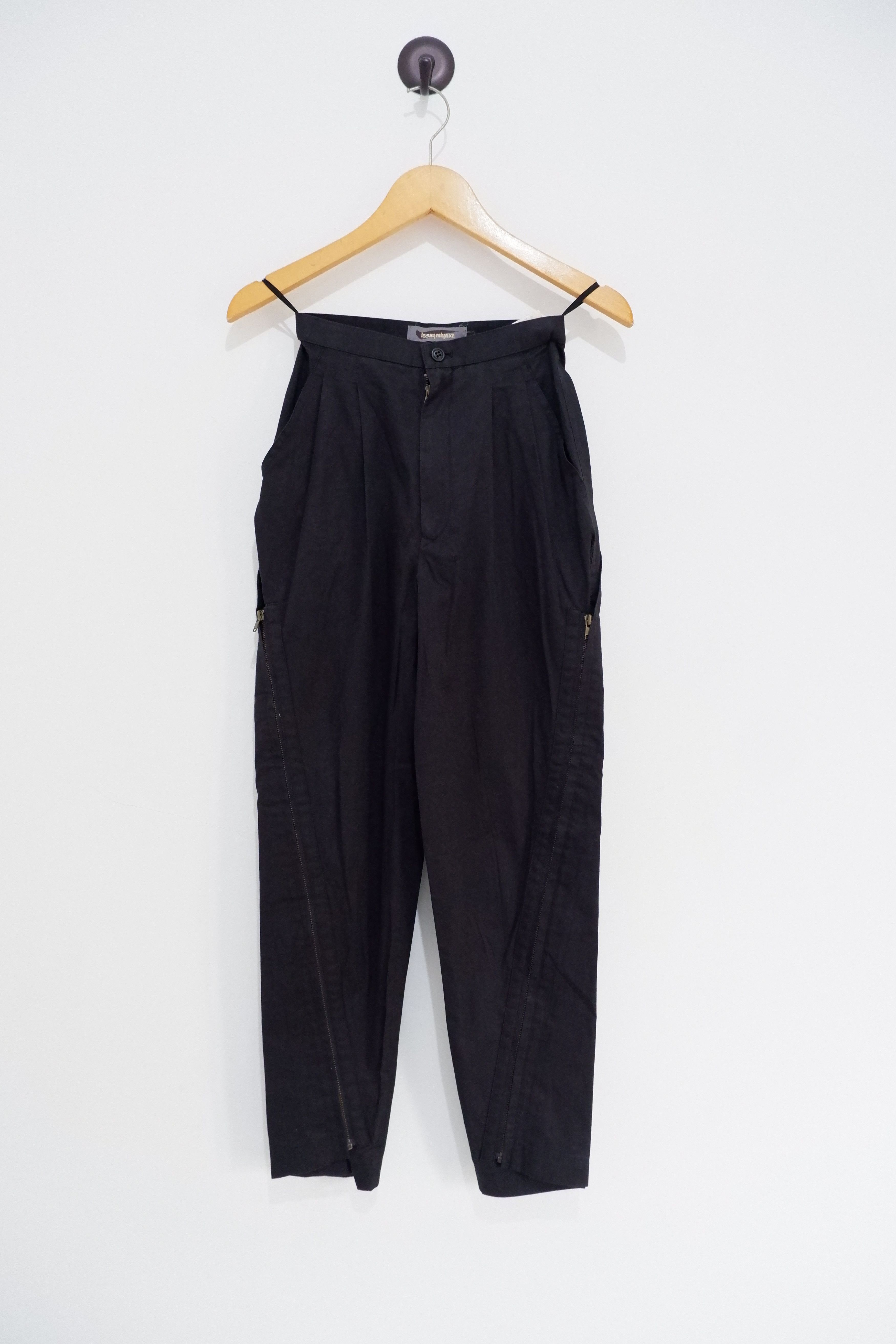 image of Archival Clothing x Issey Miyake Vintage 80's Issey Miyake Double Zipper Pants Size 23 in Black, Wo