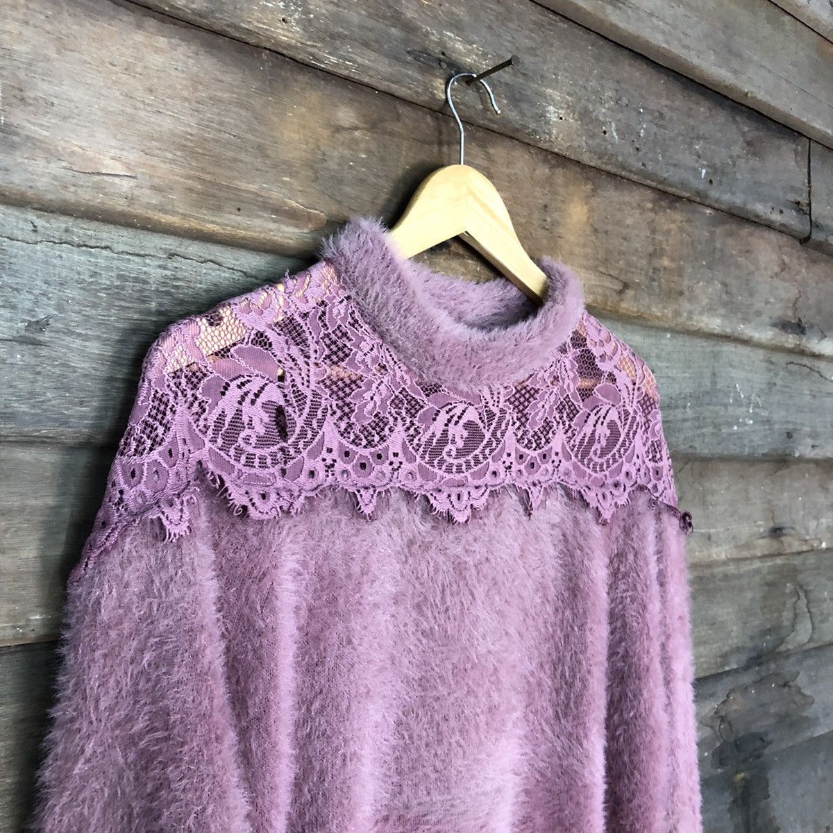 Faded Glory × Homespun Knitwear × Japanese Brand Nice Claup Shag Shaggy Fur Mohair Knitwear #7017 Size L / US 10 / IT 46 - 6 Thumbnail