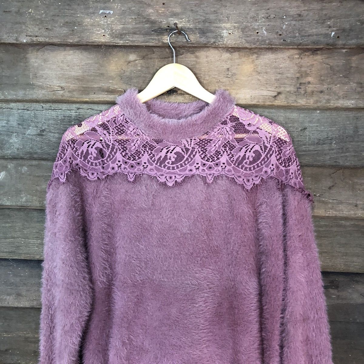 Faded Glory × Homespun Knitwear × Japanese Brand Nice Claup Shag Shaggy Fur Mohair Knitwear #7017 Size L / US 10 / IT 46 - 2 Thumbnail