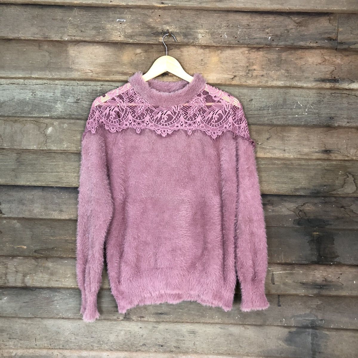 Faded Glory × Homespun Knitwear × Japanese Brand Nice Claup Shag Shaggy Fur Mohair Knitwear #7017 Size L / US 10 / IT 46 - 1 Thumbnail