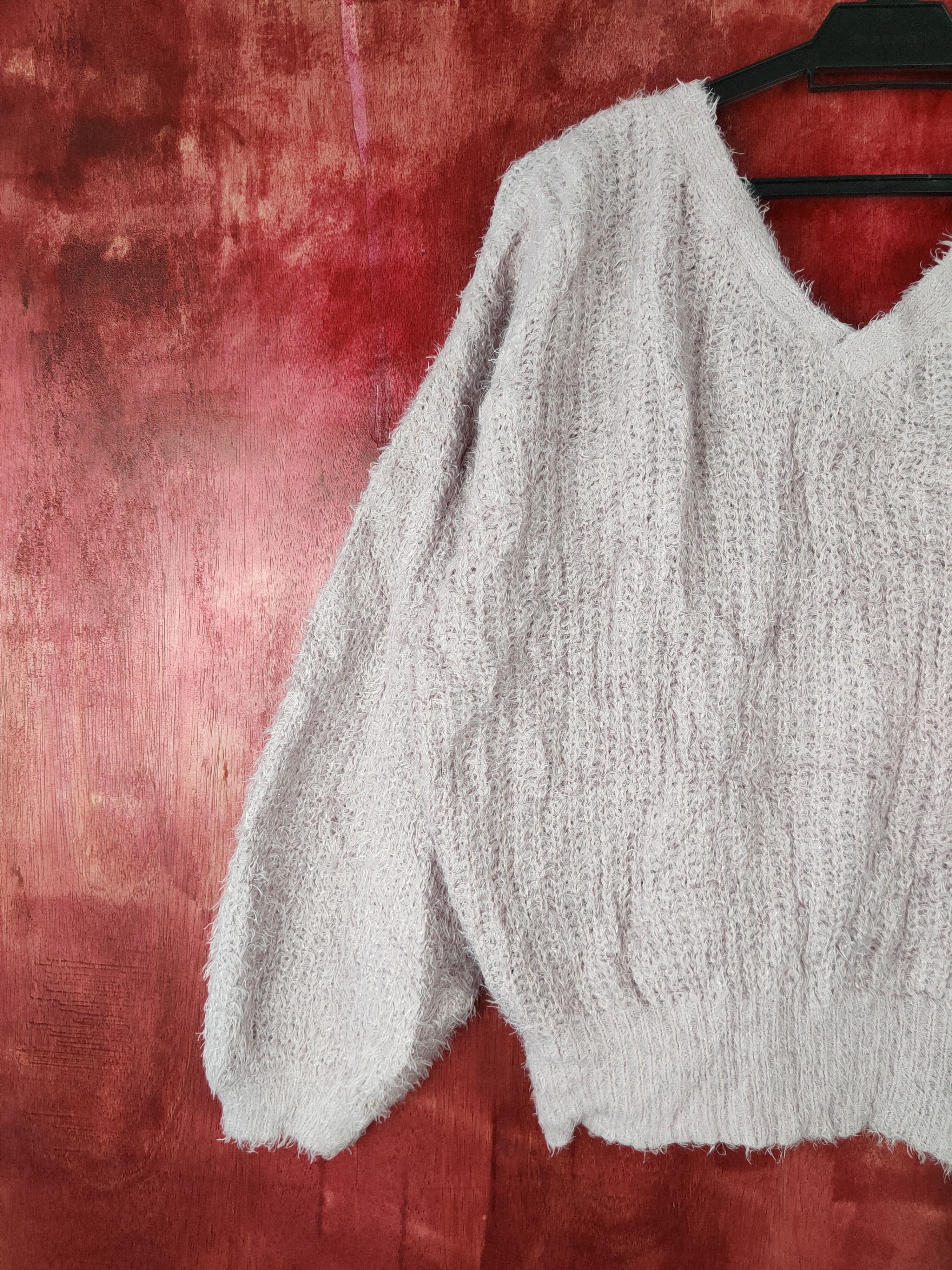 Japanese Brand Rose Farm Purple Cardigan fur shag shaggy mohair #S370 Size L / US 10 / IT 46 - 6 Thumbnail