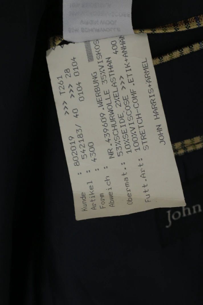 Vintage John Harris Men 28 46 Blazer Beige Checkered Wool Silk 1450 Size 46R - 6 Thumbnail