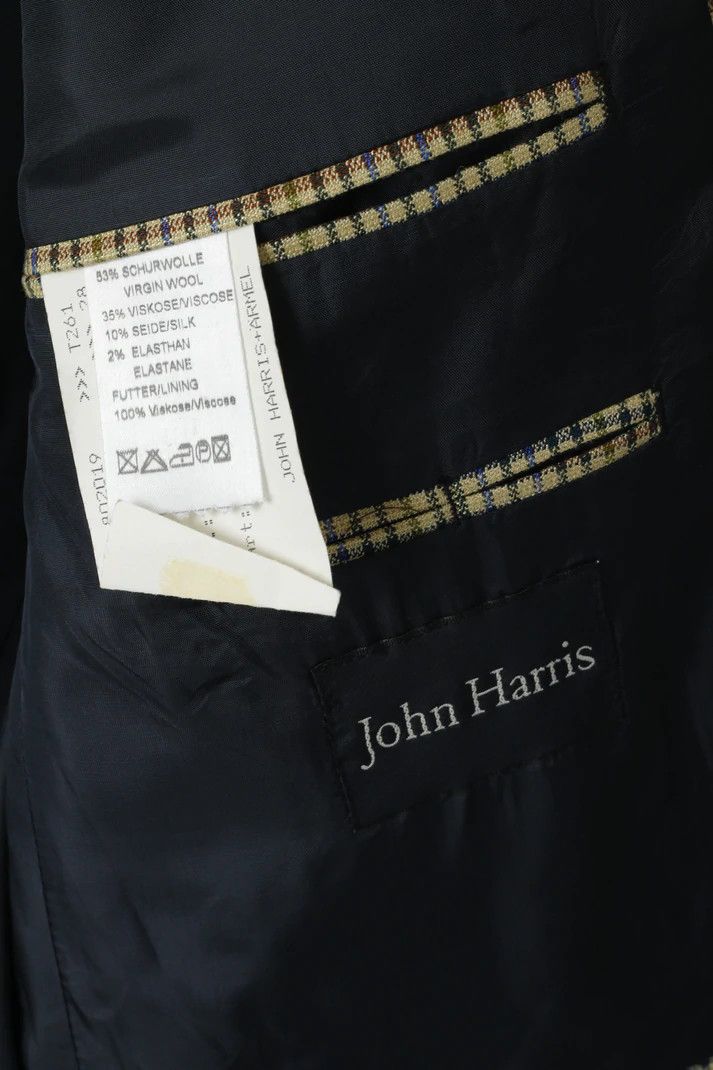 Vintage John Harris Men 28 46 Blazer Beige Checkered Wool Silk 1450 Size 46R - 5 Thumbnail