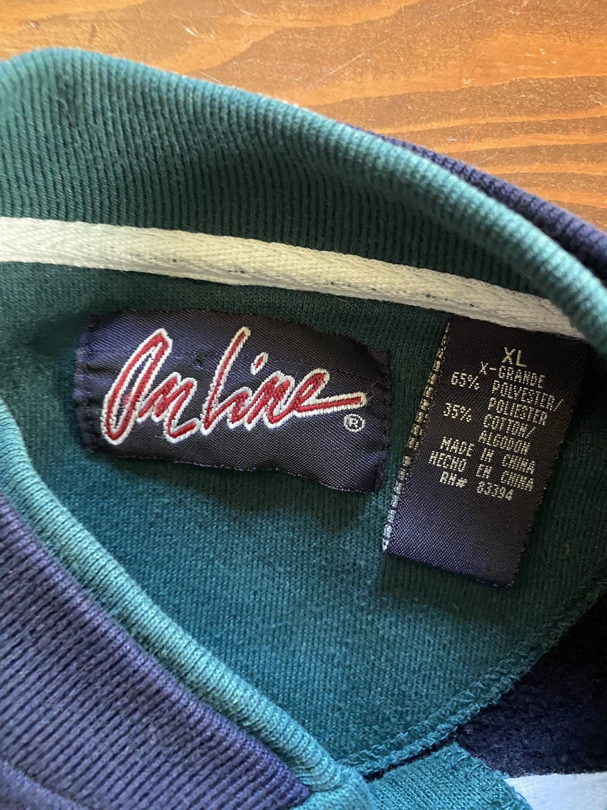 Vintage Vintage 90’s On Line Henley Pocket Navy Crewneck Sweatshirt Size US XL / EU 56 / 4 - 6 Thumbnail
