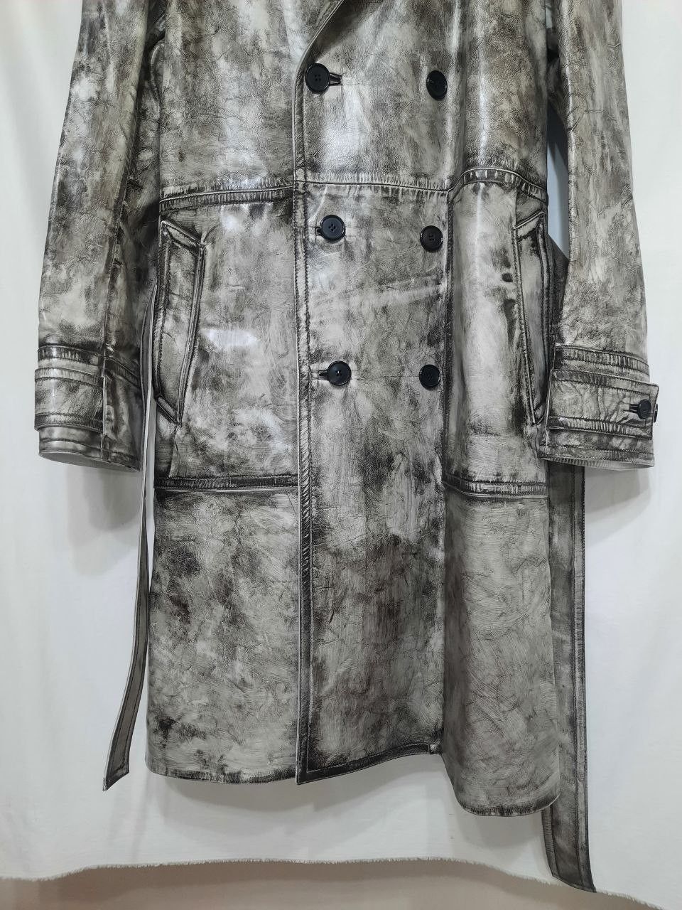 Calvin Klein 205W39NYC *New* FW18 AW18 Acid Wash Leather Paint Trench Coat Size US S / EU 44-46 / 1 - 4 Thumbnail