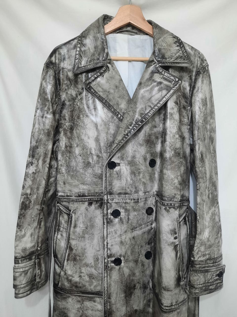 Calvin Klein 205W39NYC *New* FW18 AW18 Acid Wash Leather Paint Trench Coat Size US S / EU 44-46 / 1 - 3 Thumbnail