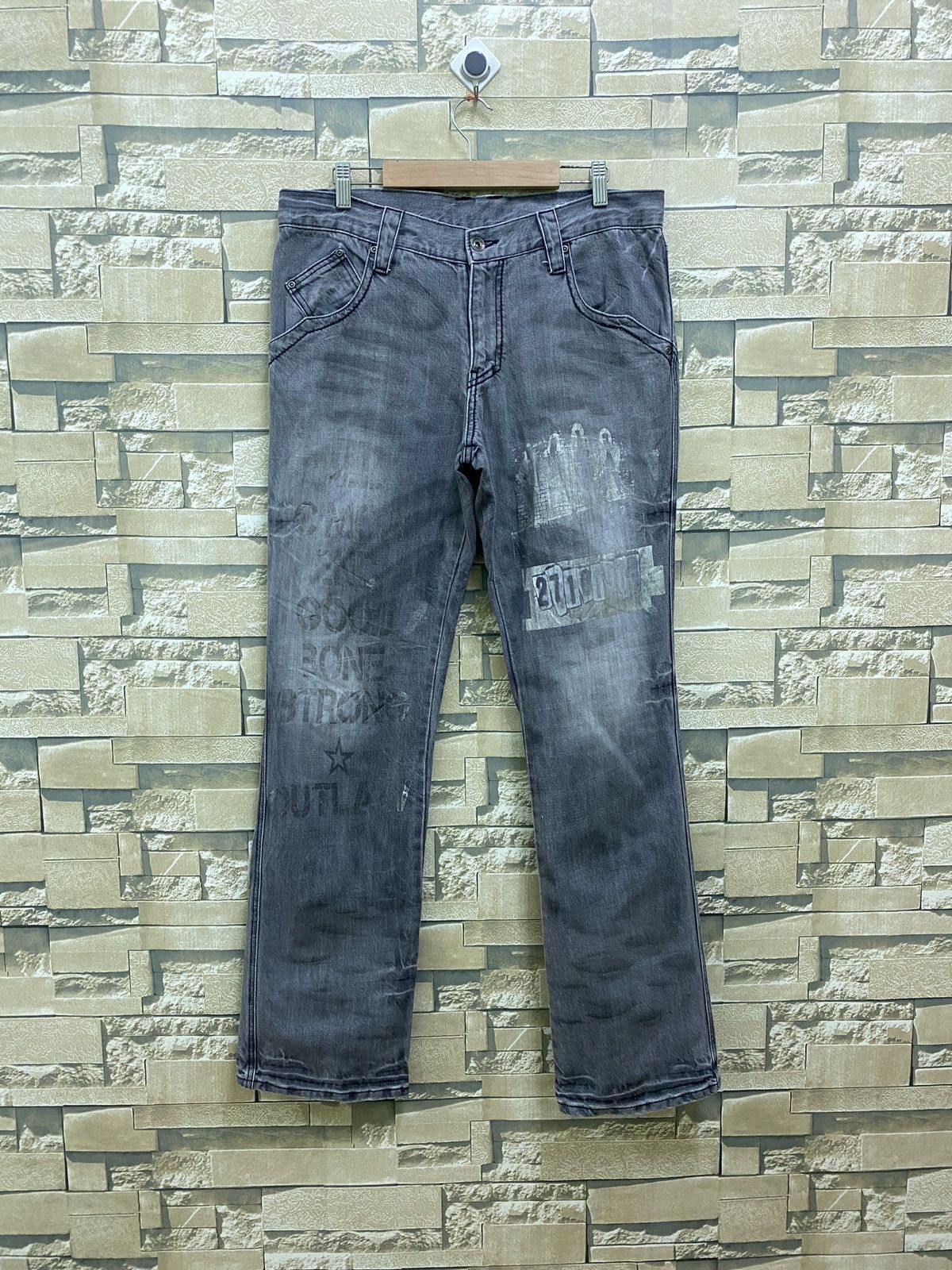 Japanese Brand × Vintage Vintage SEMANTIC DESIGN Printed 27101963 Flared Pants Size US 32 / EU 48 - 1 Thumbnail