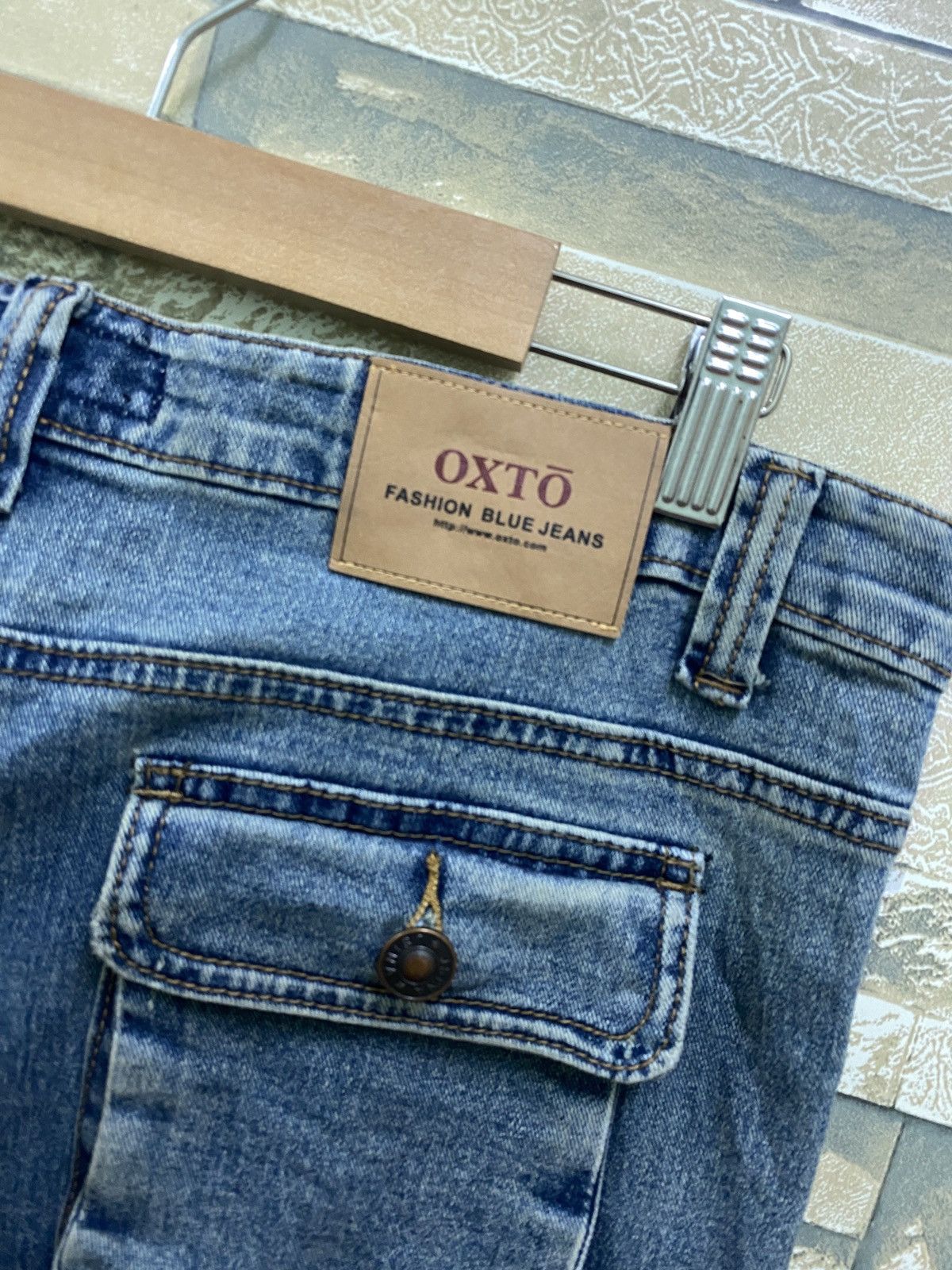 Japanese Brand × Vintage OXTO Bush Pant Denim Blue Jeans Stacked Design Size US 30 / EU 46 - 16 Thumbnail