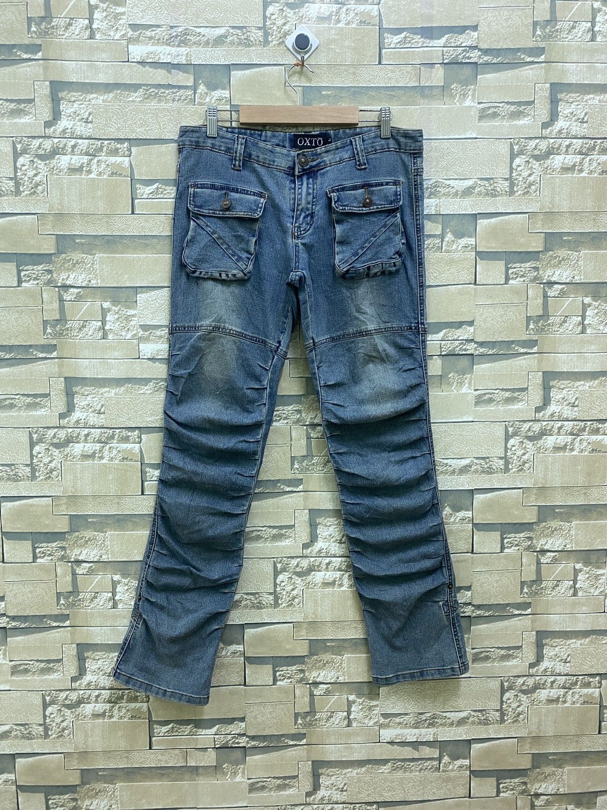 Japanese Brand × Vintage OXTO Bush Pant Denim Blue Jeans Stacked Design Size US 30 / EU 46 - 1 Thumbnail