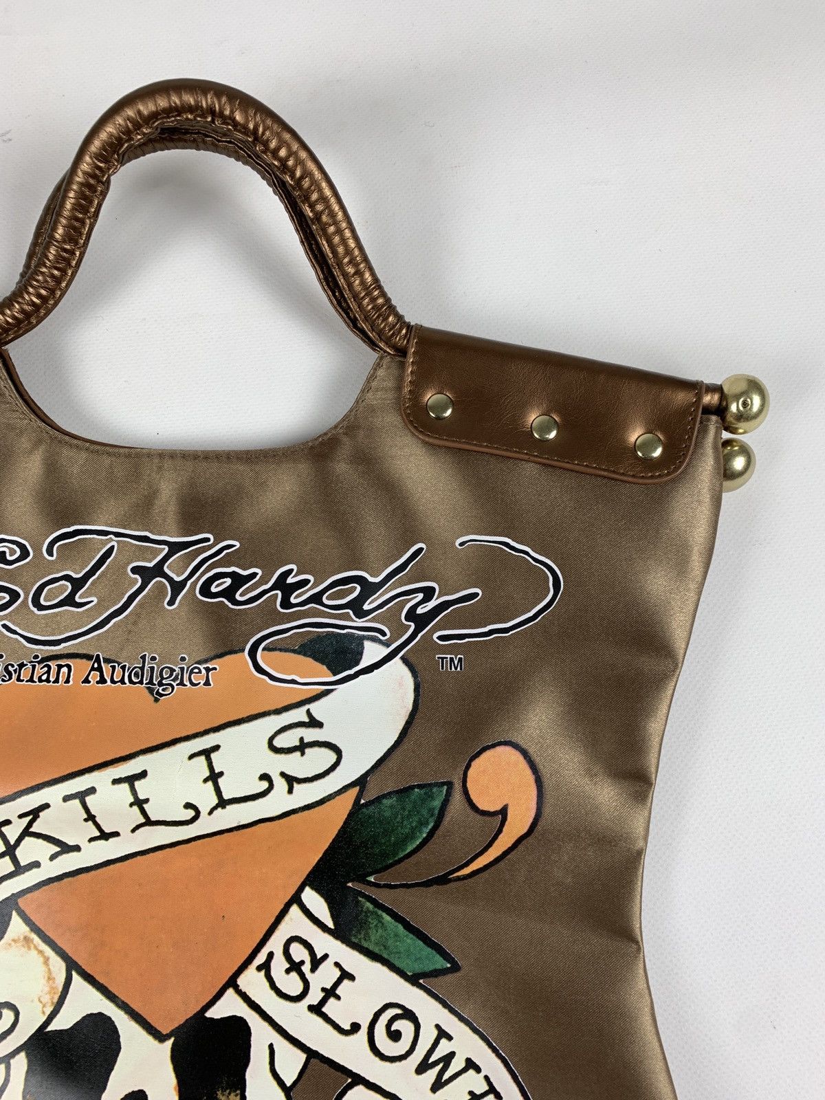 Ed Hardy Vintage Ed Hardy Y2K Bronze Gold Tote Bag Size ONE SIZE - 7 Thumbnail