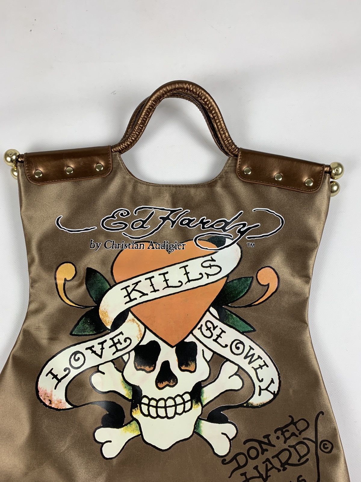 Ed Hardy Vintage Ed Hardy Y2K Bronze Gold Tote Bag Size ONE SIZE - 5 Thumbnail