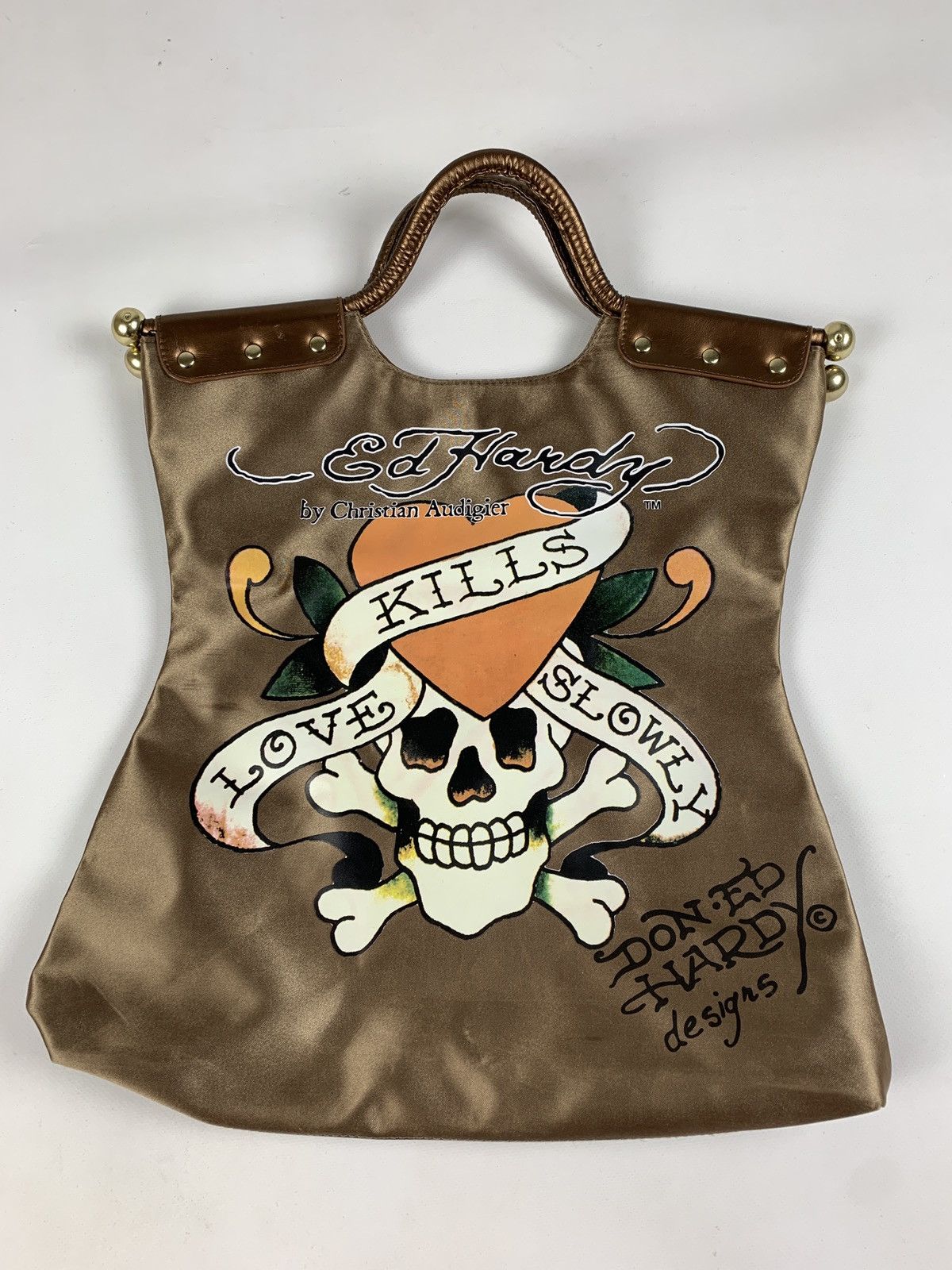 Ed Hardy Vintage Ed Hardy Y2K Bronze Gold Tote Bag Size ONE SIZE - 3 Thumbnail