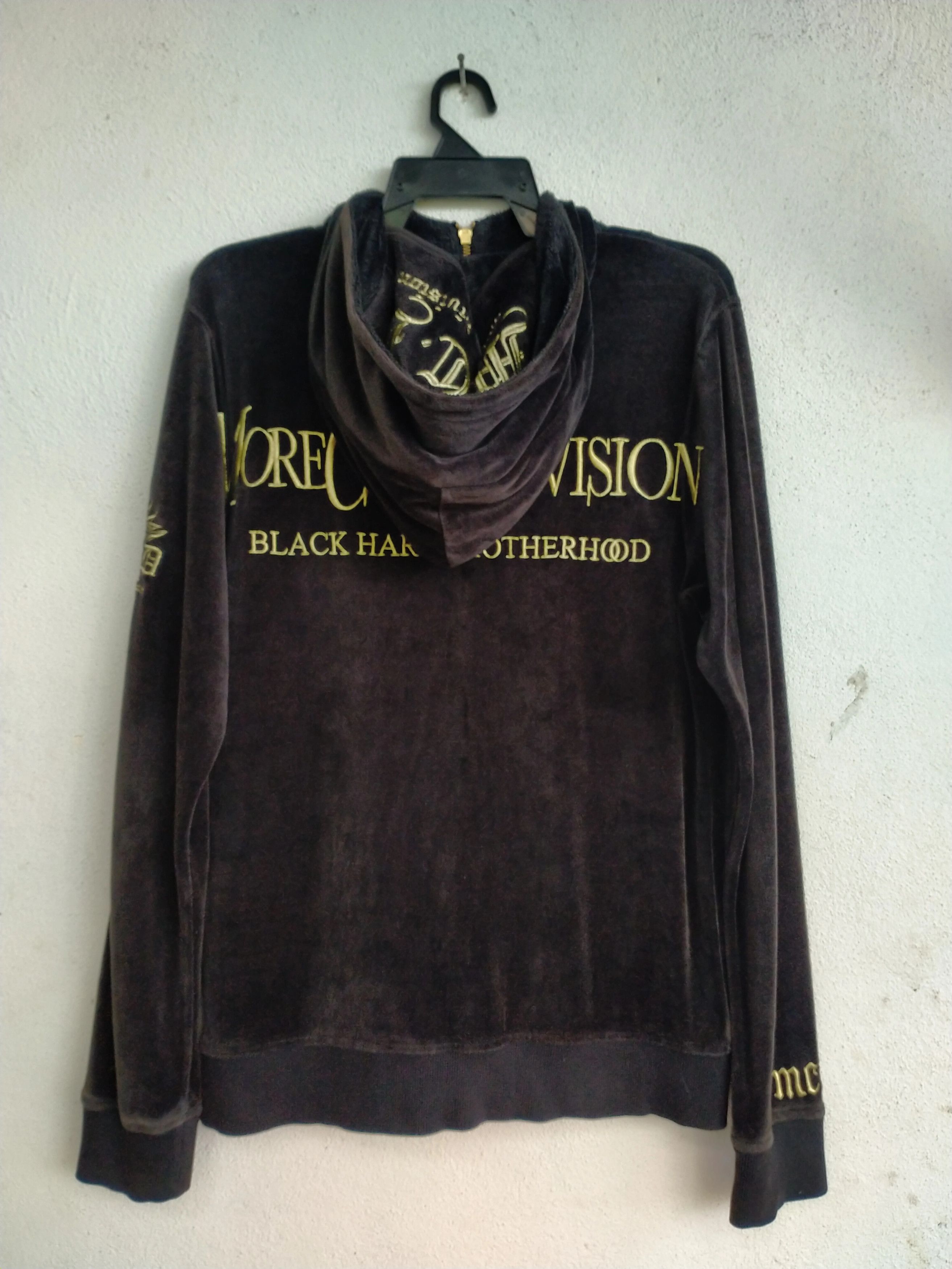 Japanese Brand MCD Full Face Black Velvet Hoodie Size US S / EU 44-46 / 1 - 2 Thumbnail