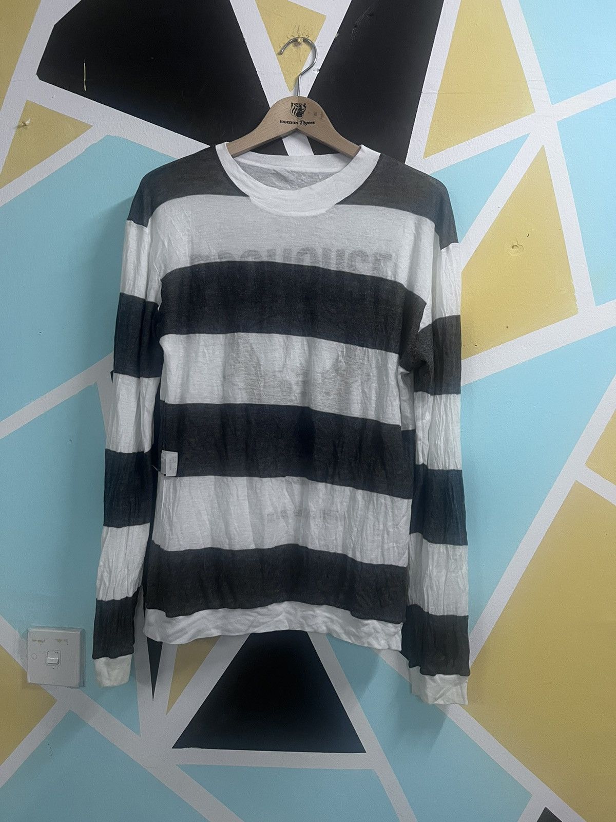 image of Lad Musician x Vintage Striped Prohouse Fucking Dance Tonight Kurt Kobain Style in White (Size Medi