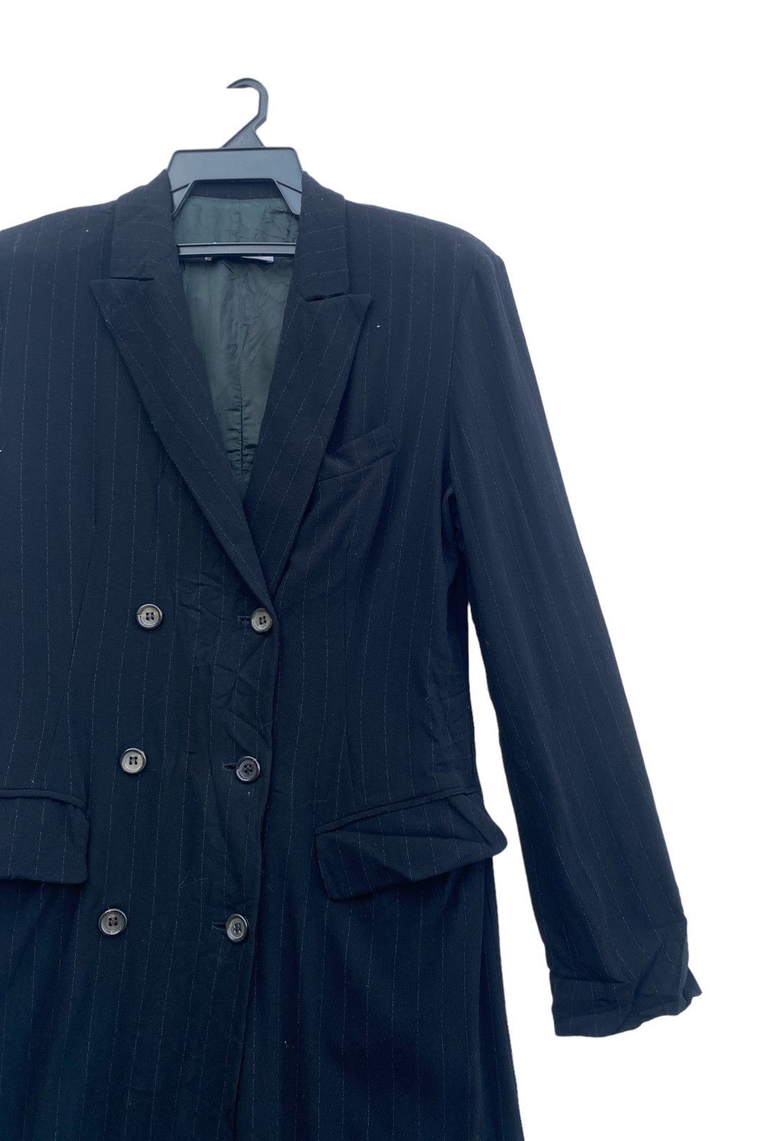 Jil Sander × Vintage Archive 80s Jil Sander stripe wool double breasted long coat Size XS / US 0-2 / IT 36-38 - 3 Thumbnail
