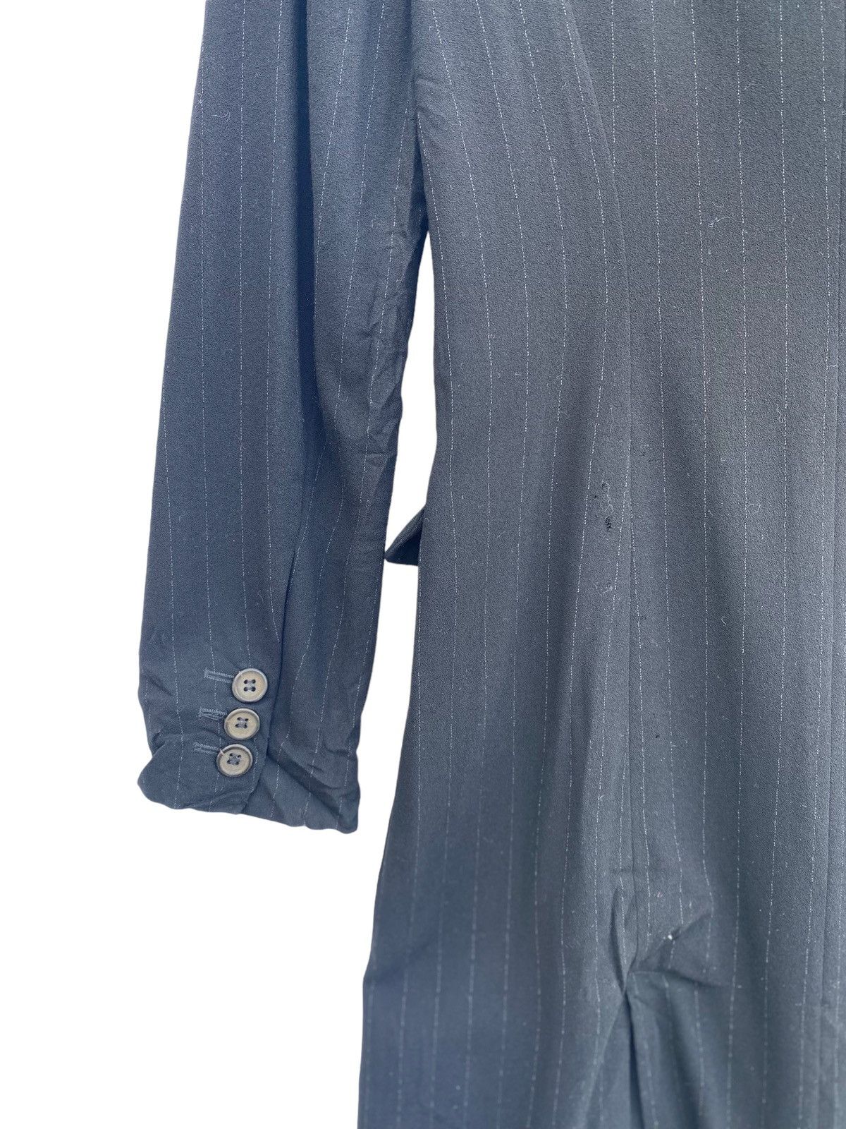 Jil Sander × Vintage Archive 80s Jil Sander stripe wool double breasted long coat Size XS / US 0-2 / IT 36-38 - 8 Thumbnail