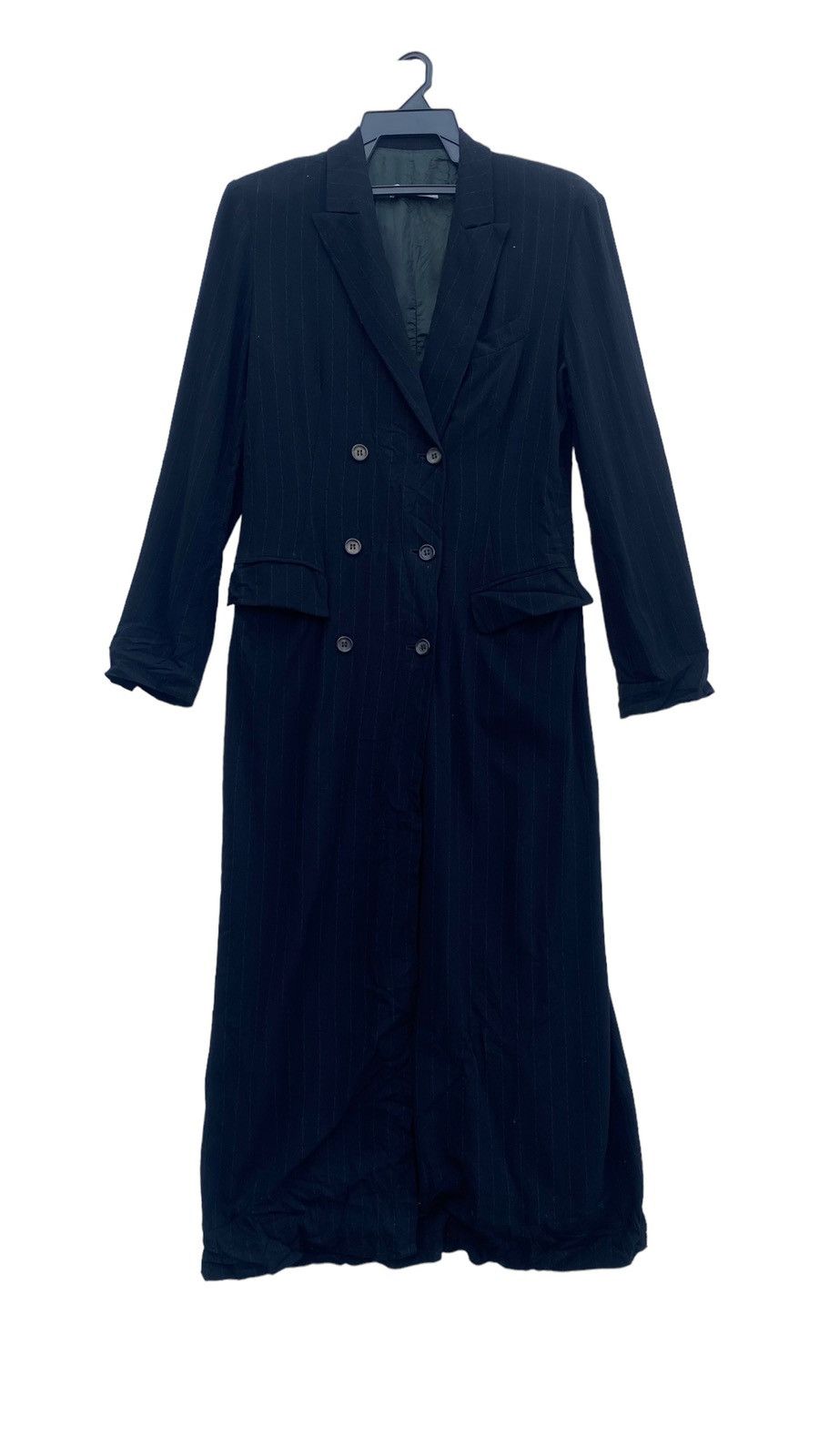 Jil Sander × Vintage Archive 80s Jil Sander stripe wool double breasted long coat Size XS / US 0-2 / IT 36-38 - 2 Thumbnail