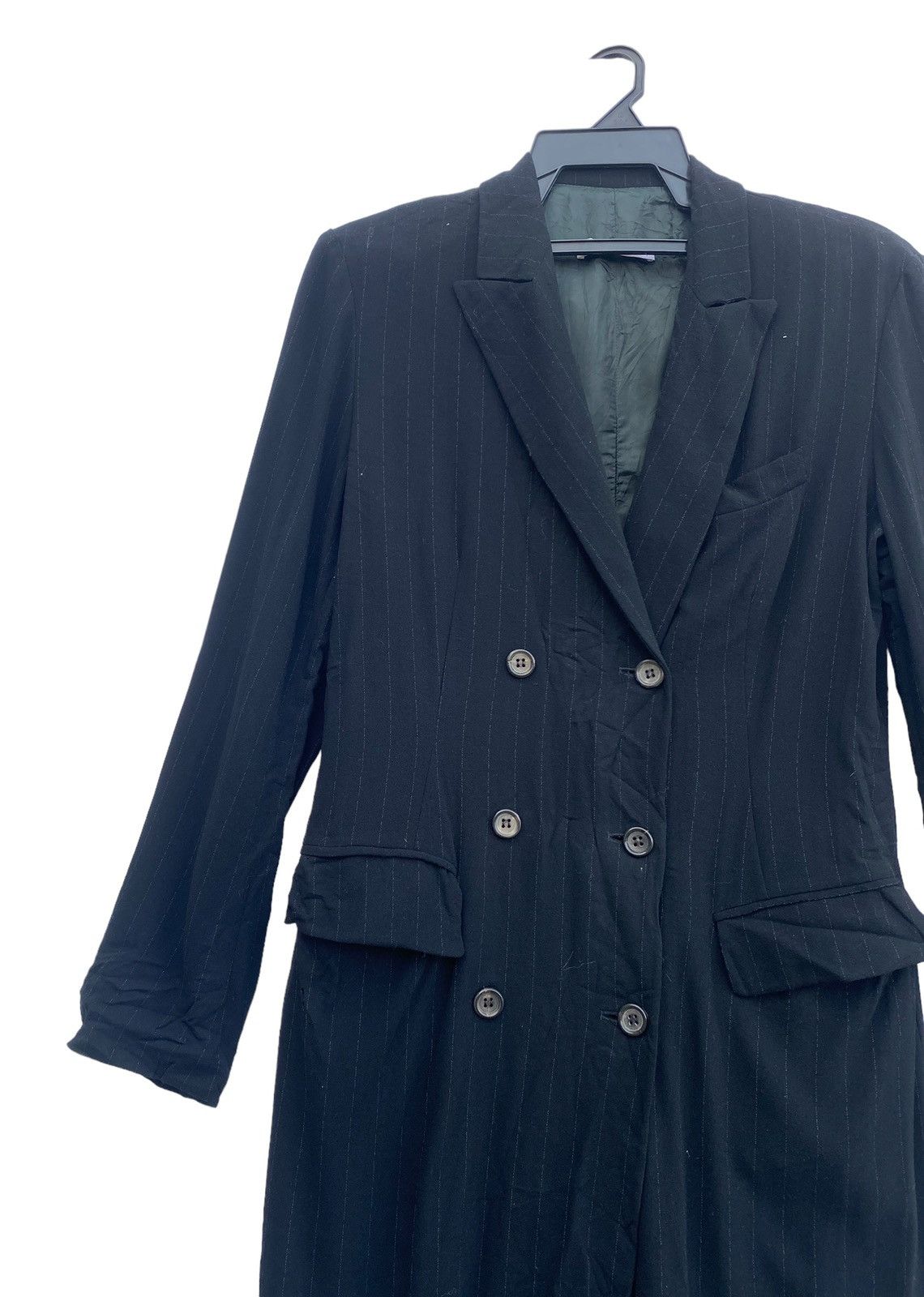 Jil Sander × Vintage Archive 80s Jil Sander stripe wool double breasted long coat Size XS / US 0-2 / IT 36-38 - 4 Thumbnail