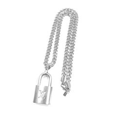 Louis Vuitton Cuban Chain Necklace Metal and Enamel Blue 1340421
