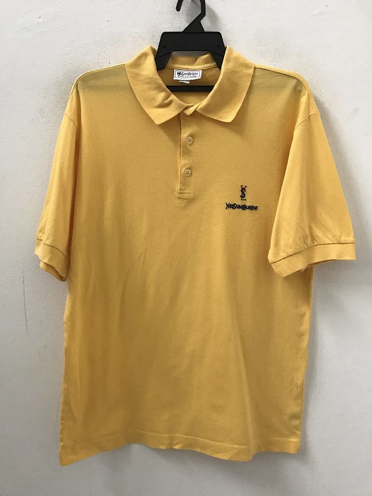 YSL Tricots Pour Homme Made in Italy Yellow Polo Shirt
