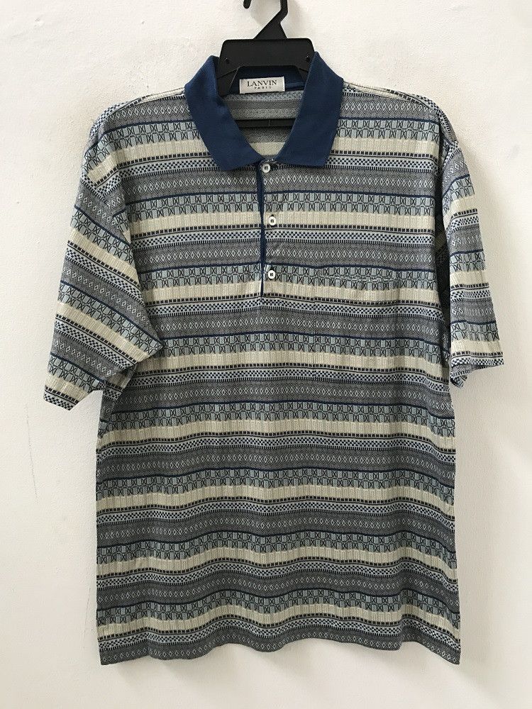 Lanvin LANVIN PARIS Made in Italy Striped Polo Shirt Size US L / EU 52-54 / 3 - 1 Thumbnail