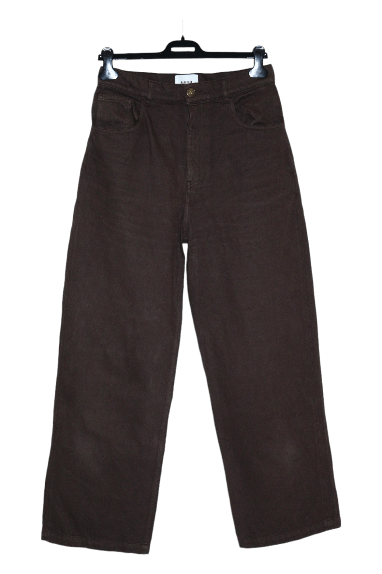 image of Nanushka Organic Cotton Cropped Straight-Leg Jeans in Brown, Men's (Size 30)