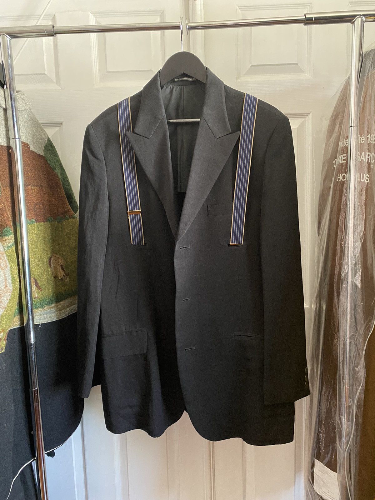 image of Yohji Yamamoto Ss07 Pour Homme Suspender Blazer in Black, Men's (Size Large)