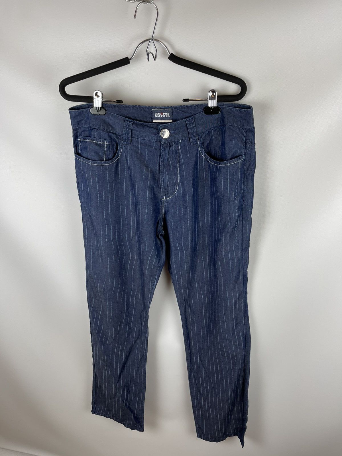 Jean Paul Gaultier Jean Paul Gaultier luxury pinstripe logo casual chino pants Size US 33 - 7 Thumbnail