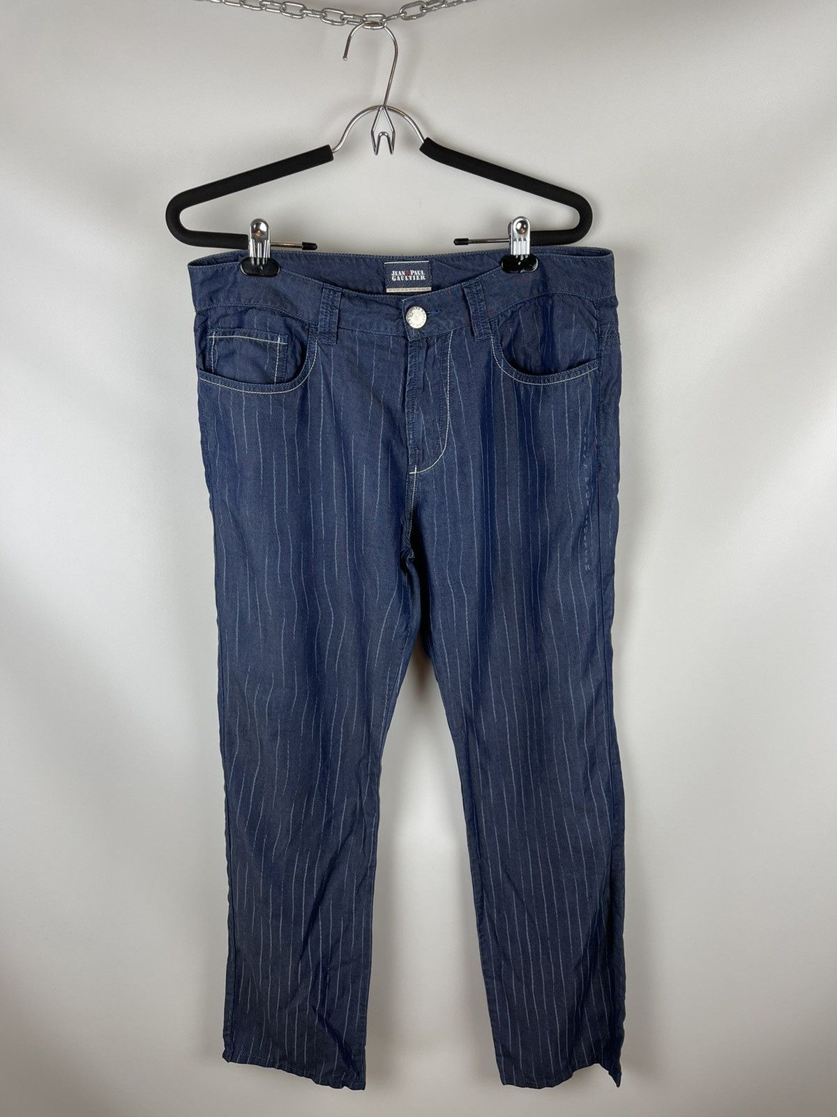 Jean Paul Gaultier Jean Paul Gaultier luxury pinstripe logo casual chino pants Size US 33 - 1 Thumbnail