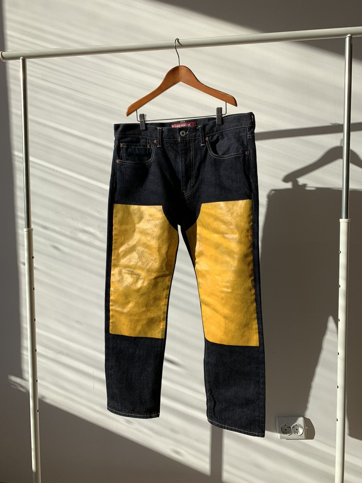 AW16 Levi's Junya Watanabe Yellow Painted Patch Jeans