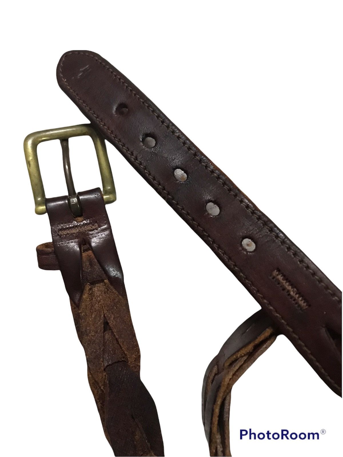 Leather × RRL Ralph Lauren × Ralph Lauren Vintage Polo Ralph Lauren England Leather Belt Size ONE SIZE - 5 Thumbnail