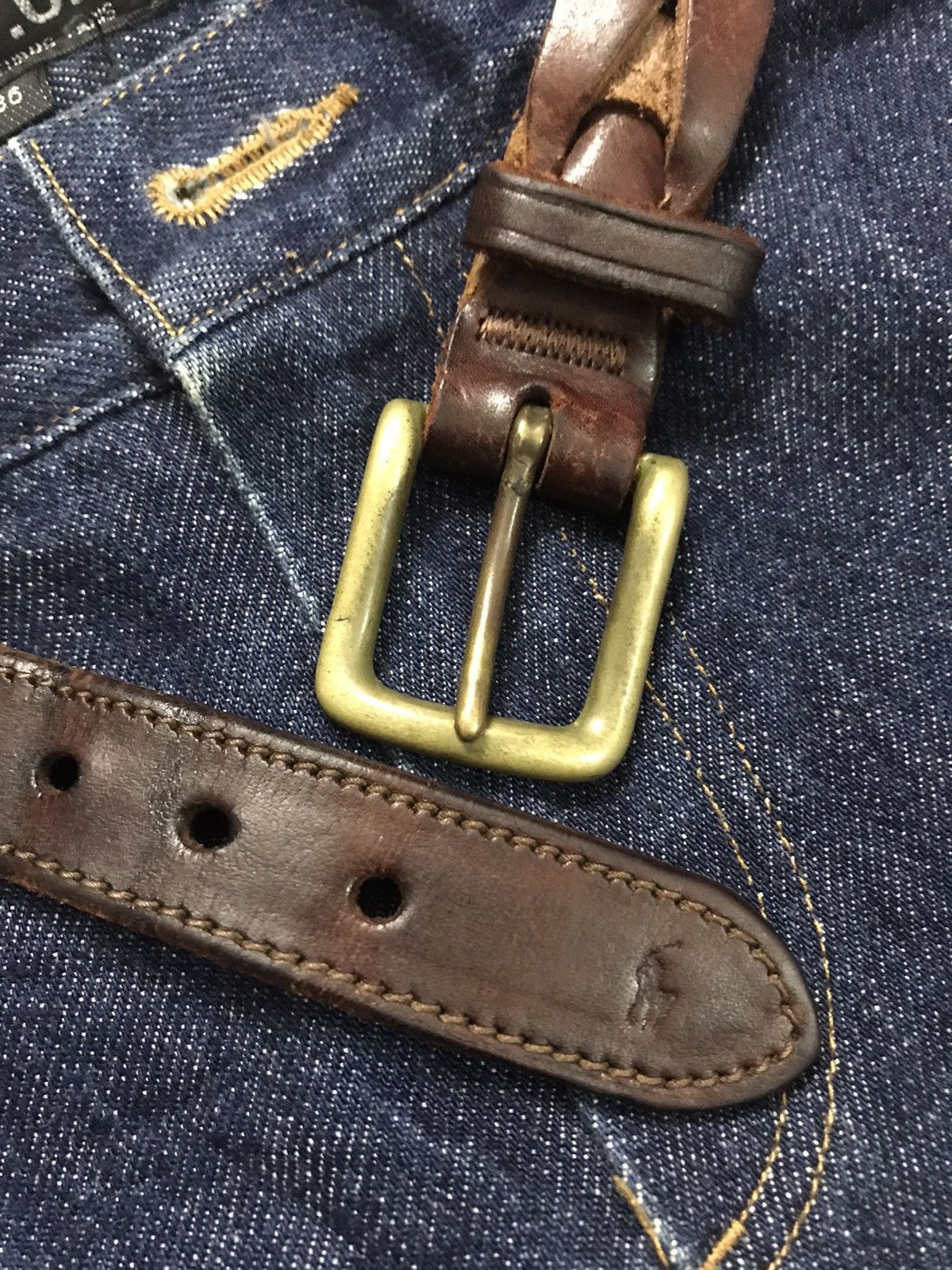 Leather × RRL Ralph Lauren × Ralph Lauren Vintage Polo Ralph Lauren England Leather Belt Size ONE SIZE - 11 Thumbnail