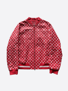 Louis Vuitton X Supreme Red Monogrammed Leather Bomber Jacket M Louis  Vuitton