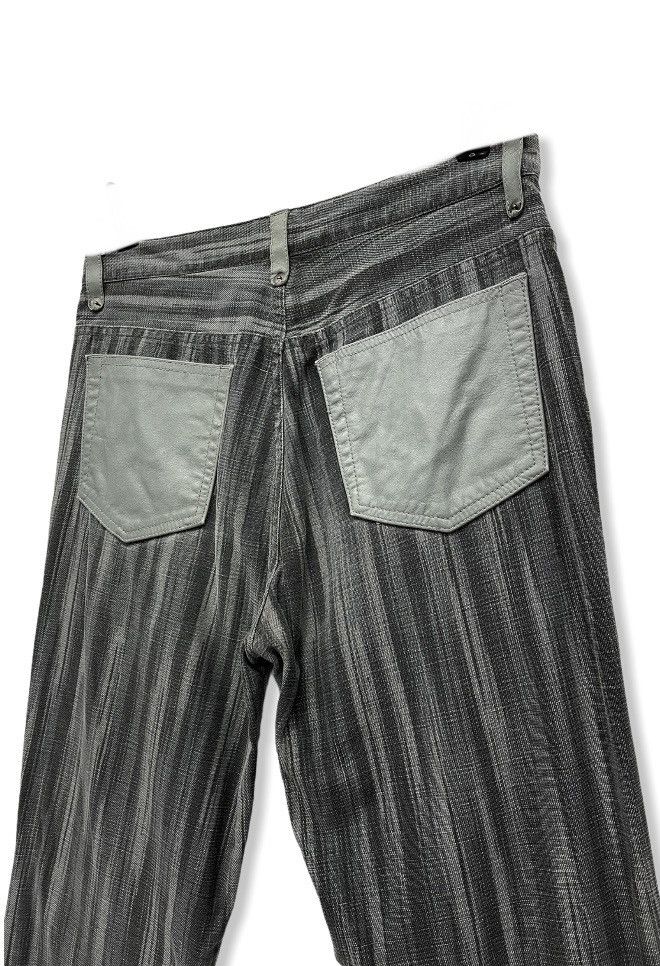 Image of Vintage Maniac Works Japan Striped Leather Back Pocket Pants in Black, Men's (Size 30)