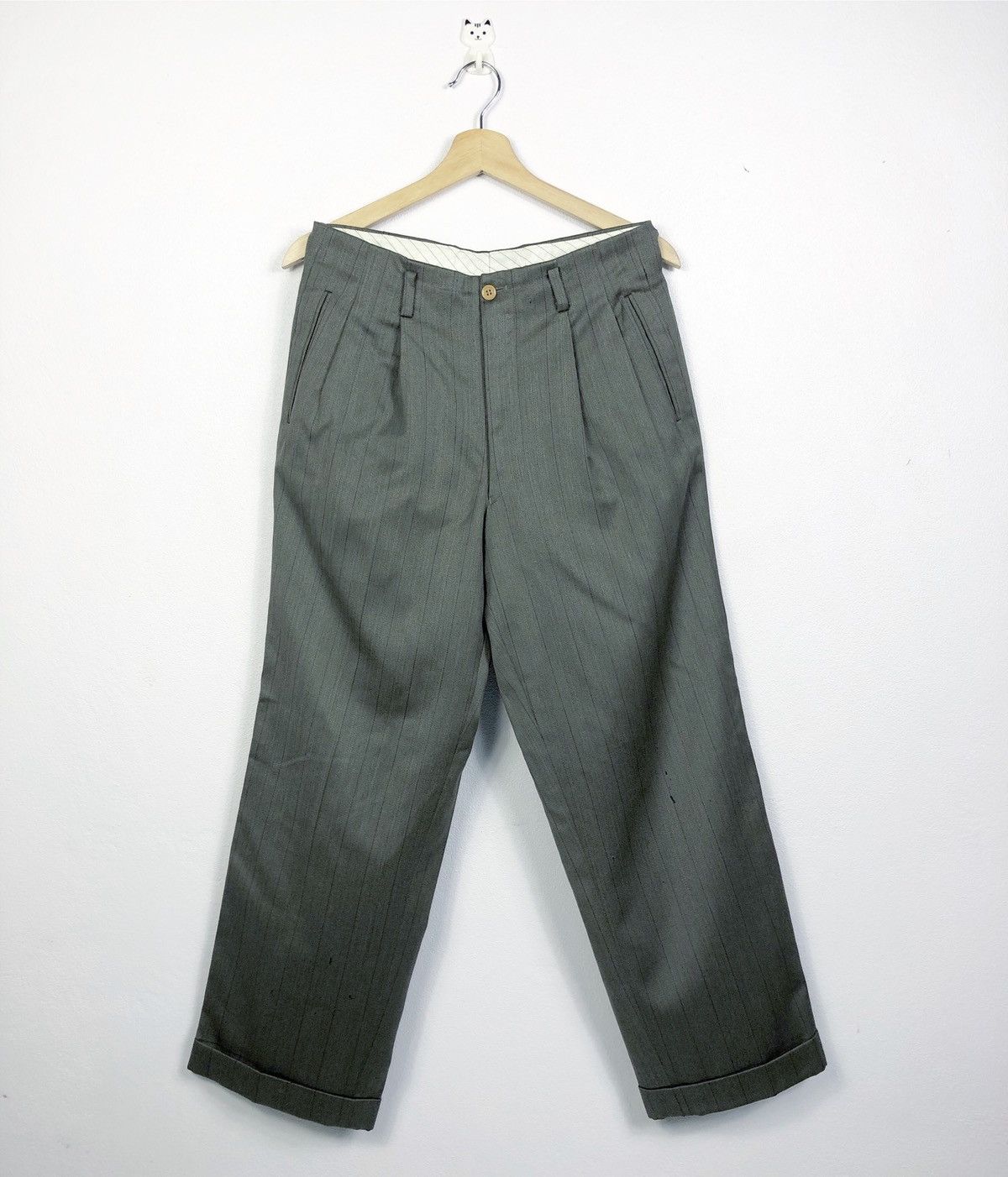 image of Moschino Uomo Wool Slack Pants in Grey, Men's (Size 28)