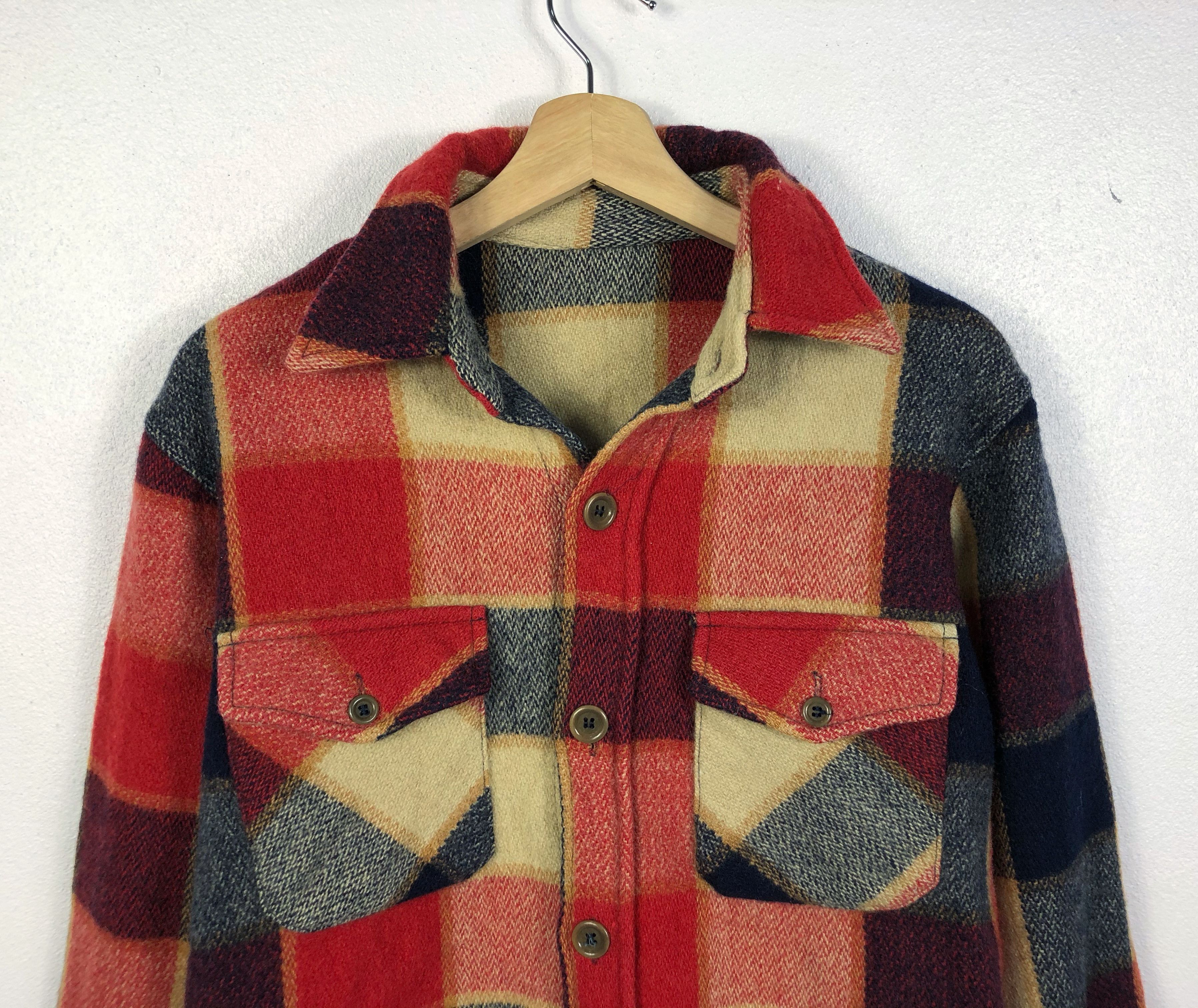Flannel × Van × Vintage Rare Vintage Van Jac Checkered Wool Button Flannel Size US L / EU 52-54 / 3 - 2 Thumbnail