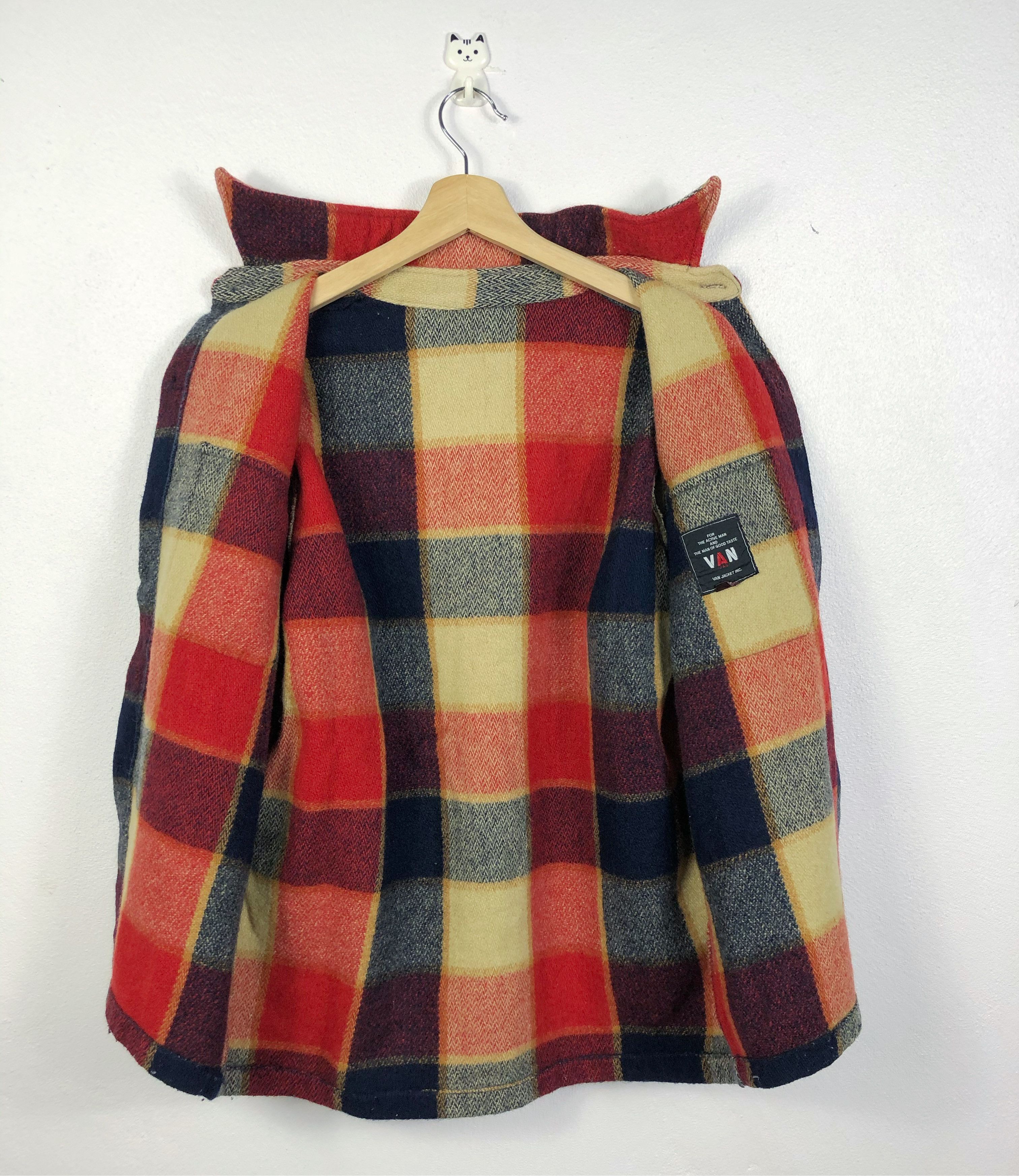Flannel × Van × Vintage Rare Vintage Van Jac Checkered Wool Button Flannel Size US L / EU 52-54 / 3 - 8 Thumbnail