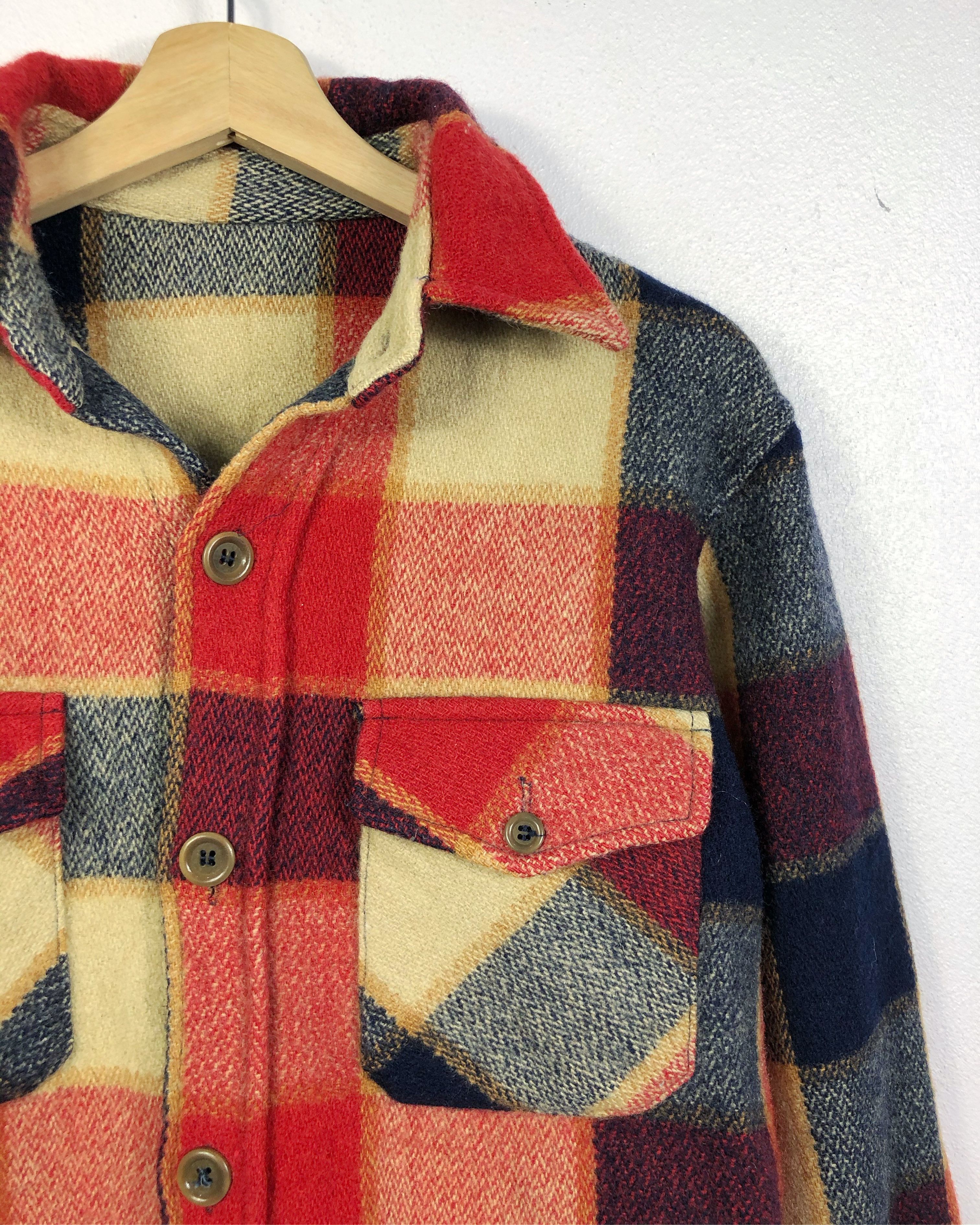 Flannel × Van × Vintage Rare Vintage Van Jac Checkered Wool Button Flannel Size US L / EU 52-54 / 3 - 3 Thumbnail